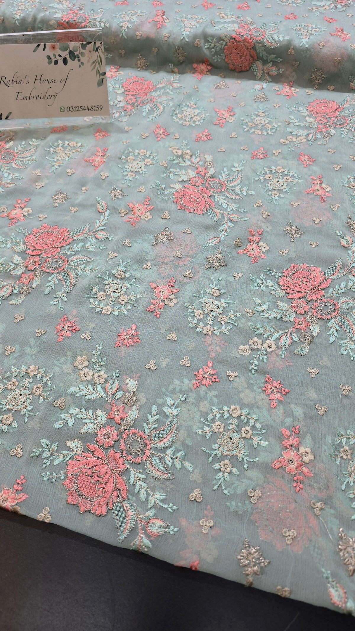 Chiffon allover embroidered shirt and duppatta