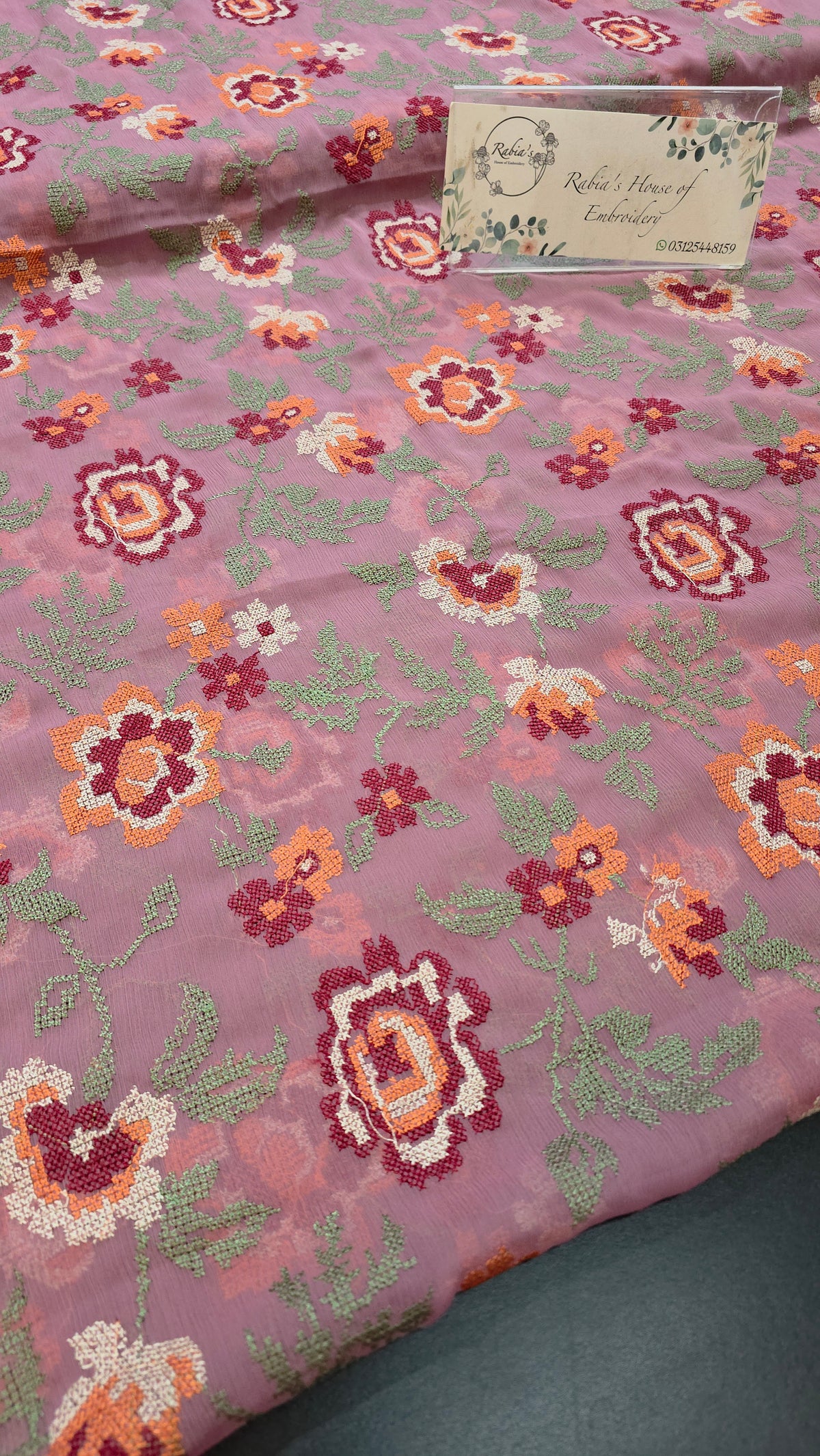 Chiffon allover embroidered shirt &  duppatta