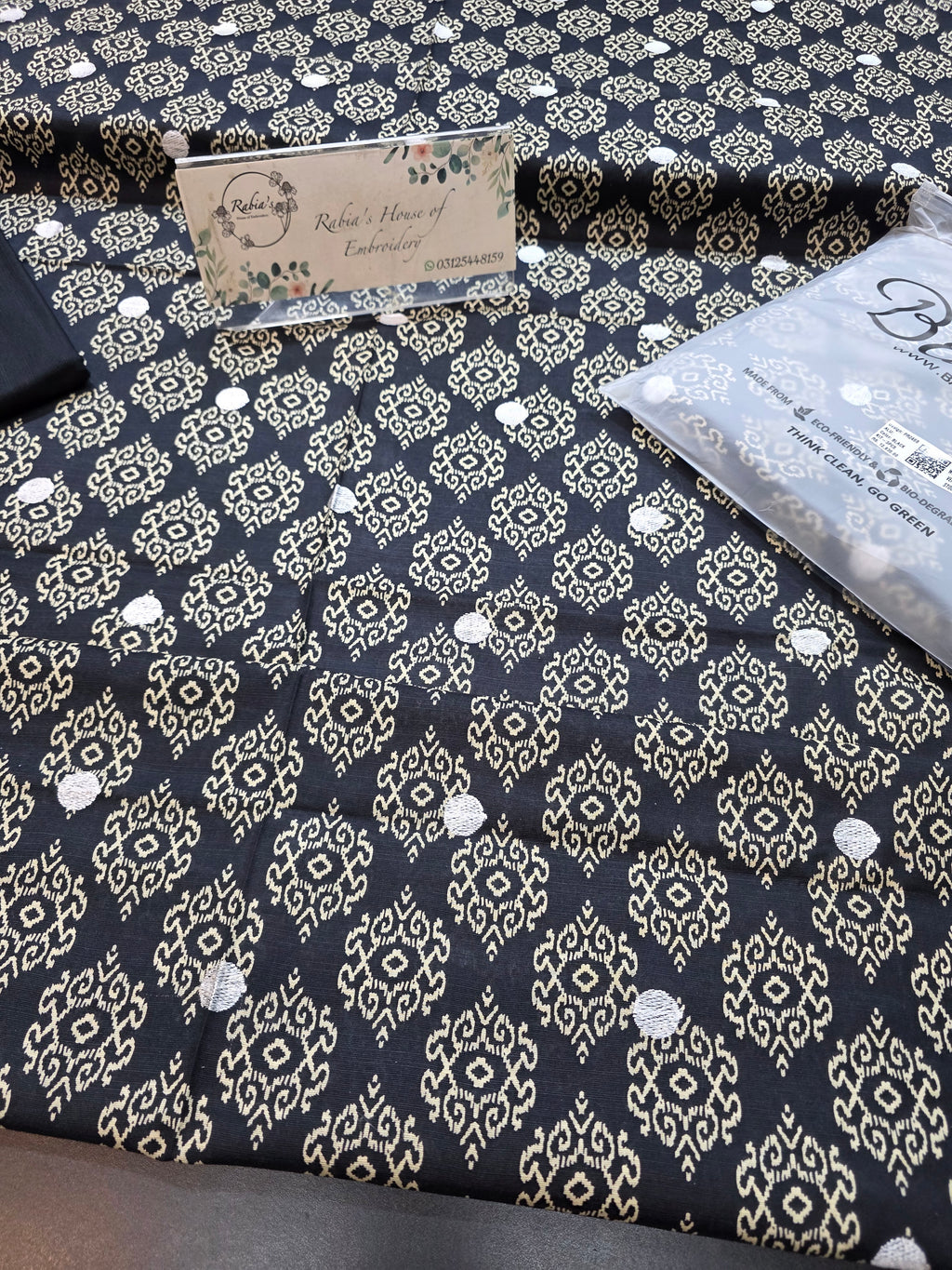 Bareeze printed plus embroidered khadder