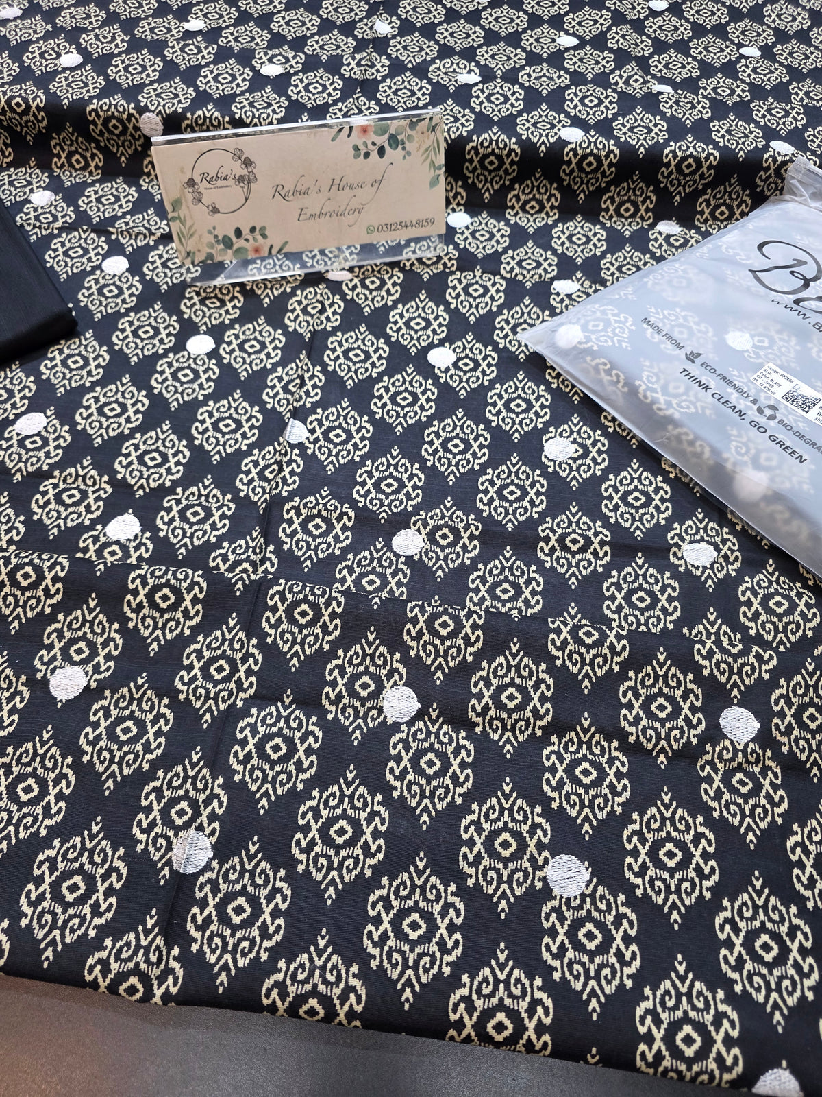 Bareeze printed plus embroidered khadder