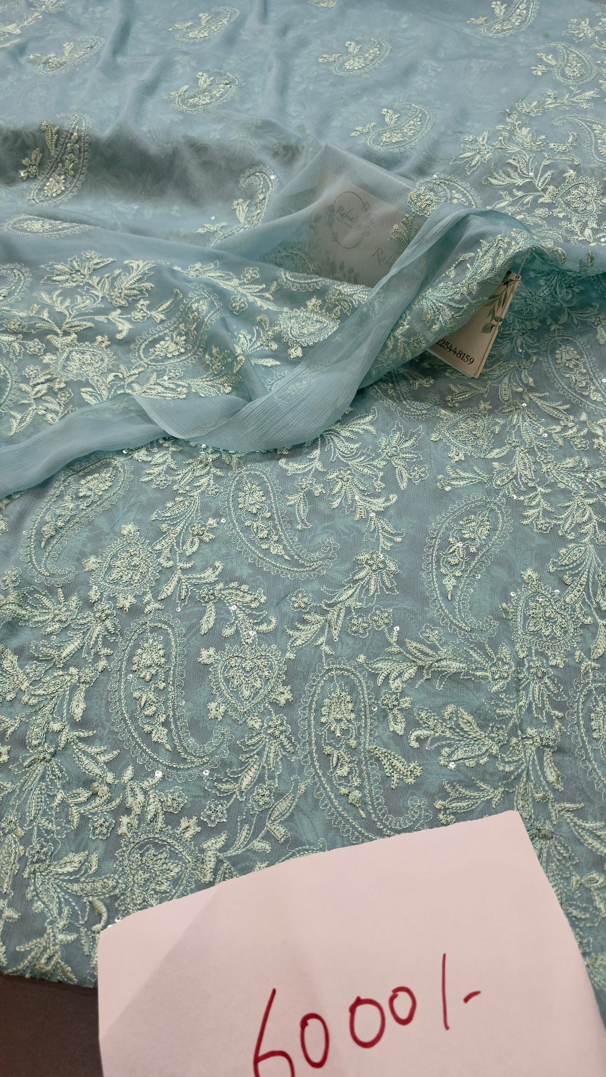 Chiffon allover embroidered shirt and duppatta