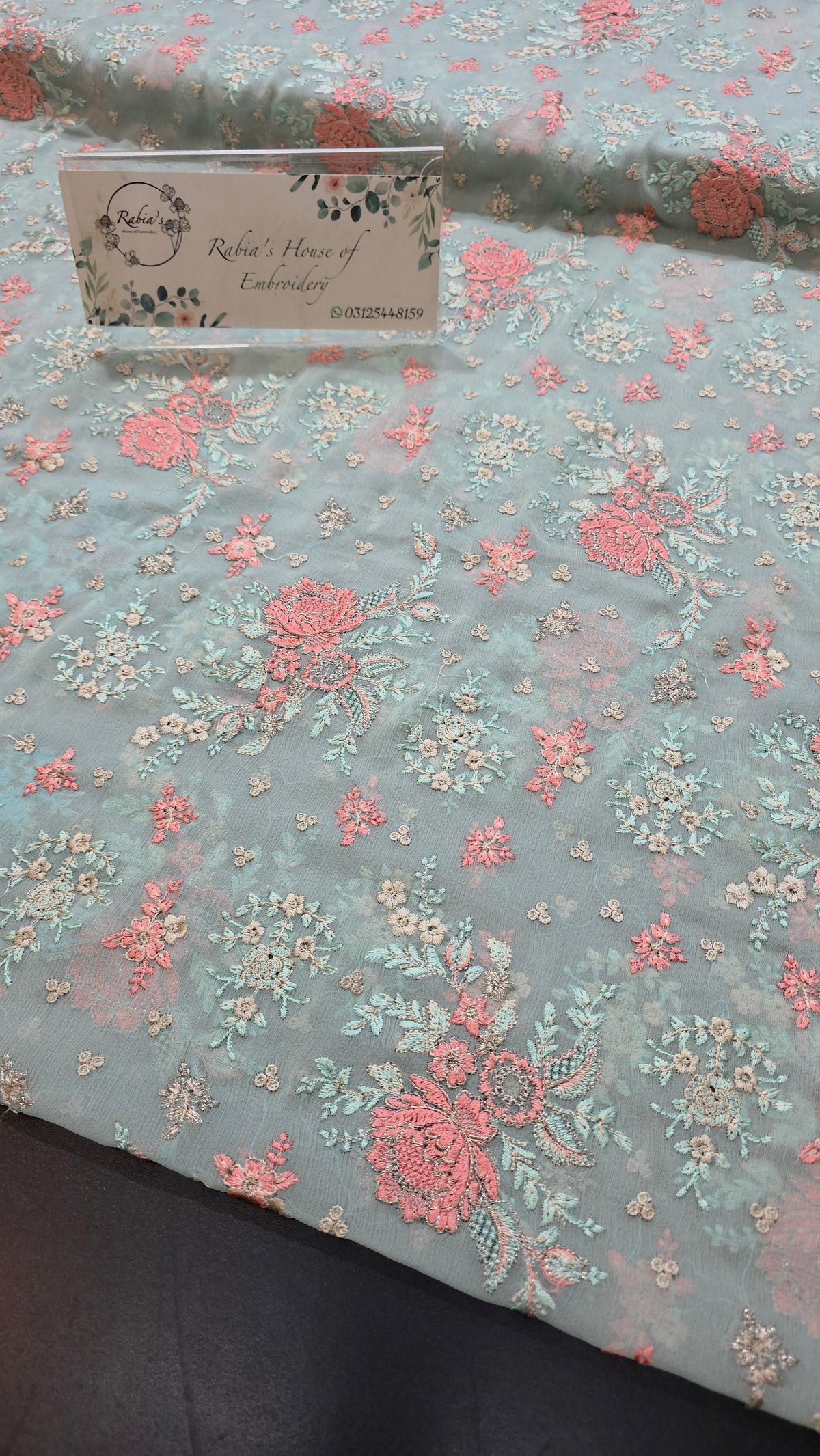 Chiffon allover embroidered shirt and duppatta