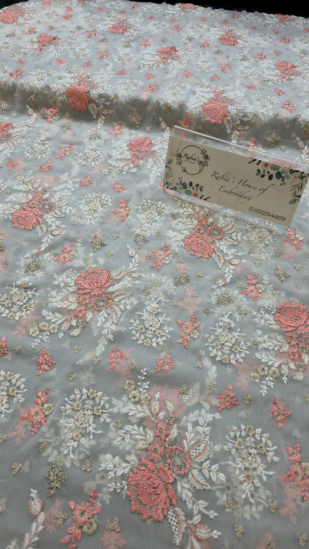 Chiffon allover embroidered shirt and duppatta