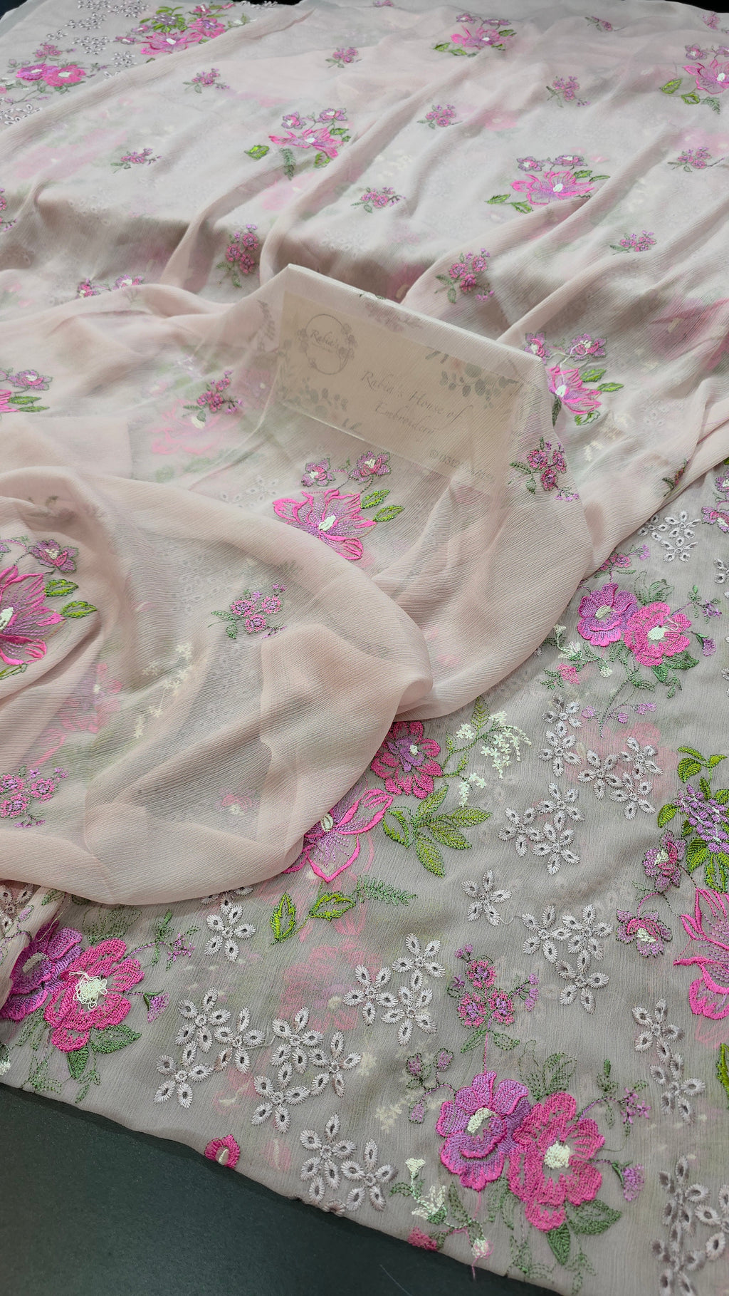 Chiffon allover embroidered shirt and duppatta