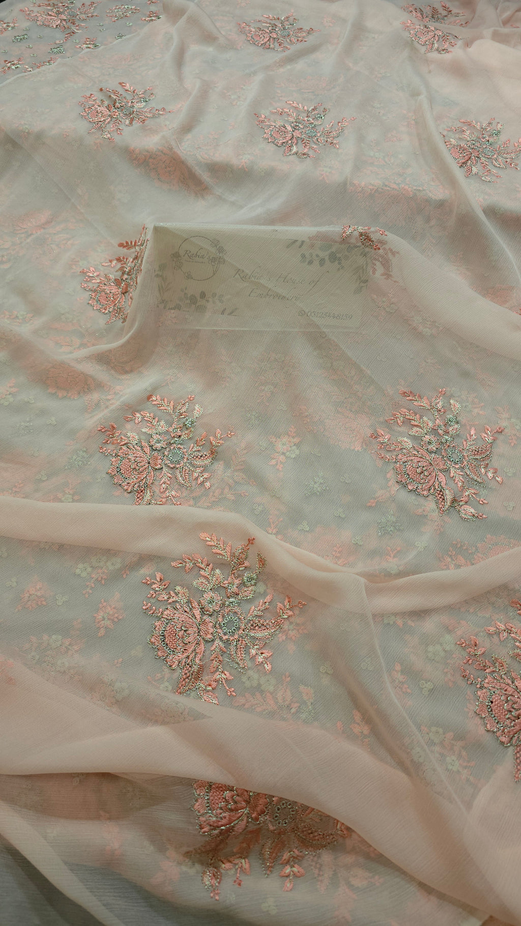 Chiffon allover embroidered shirt and duppatta