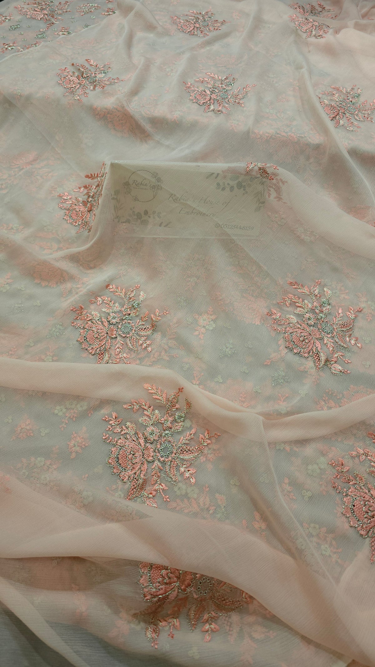Chiffon allover embroidered shirt and duppatta