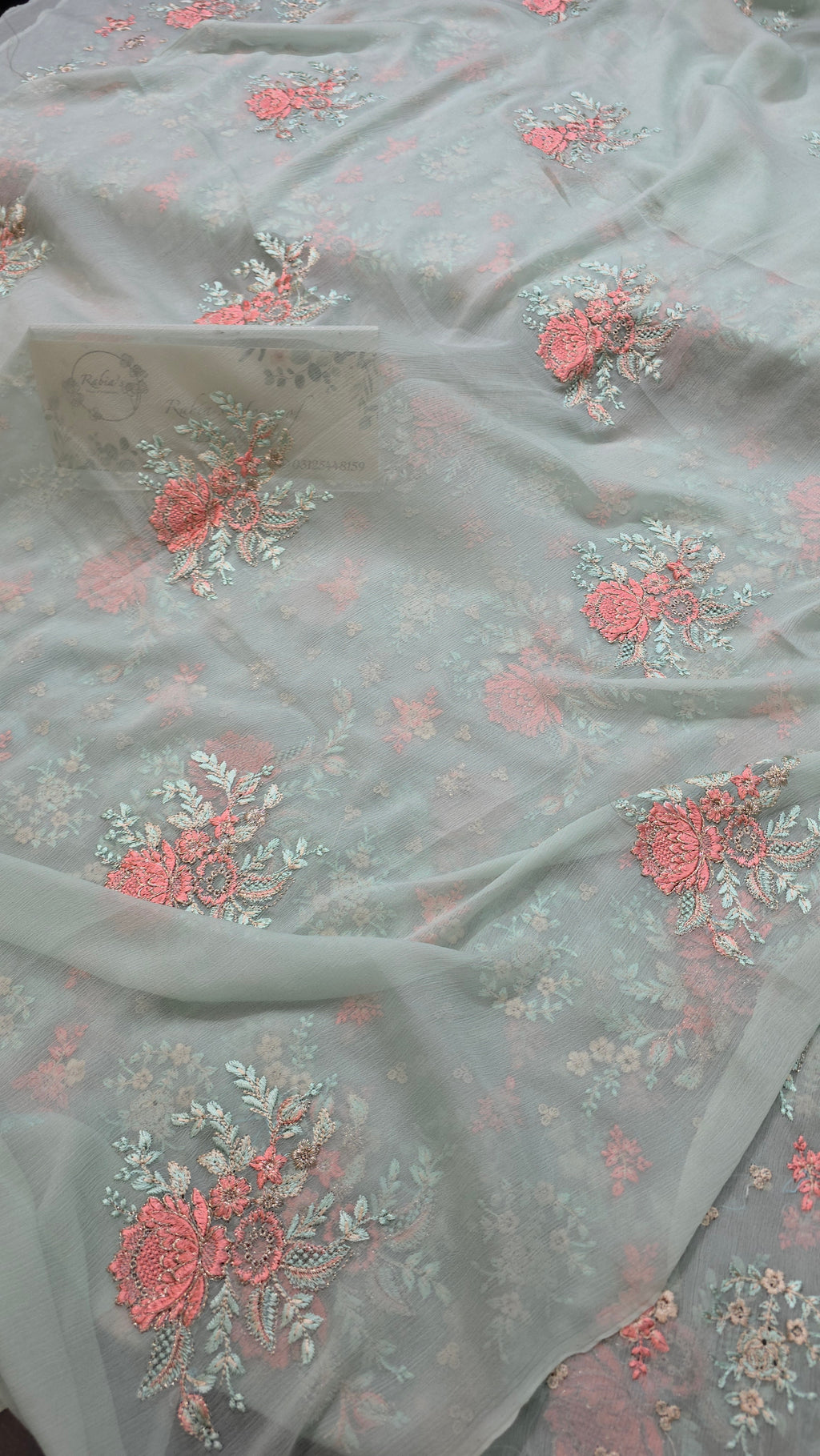 Chiffon allover embroidered shirt and duppatta
