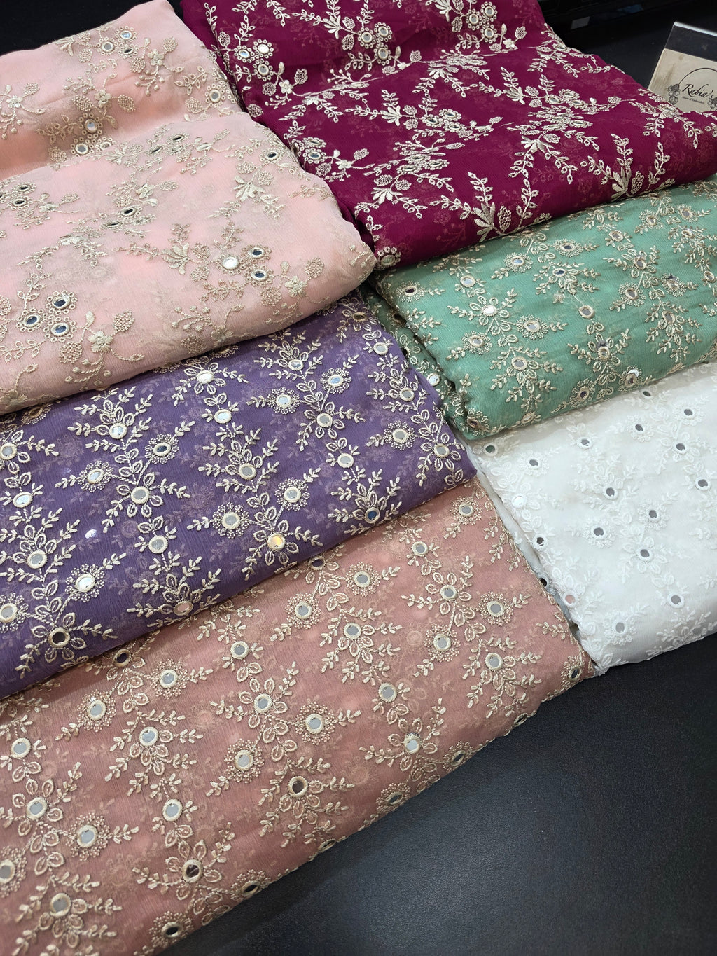 Chiffon allover embroidered shirt and duppatta