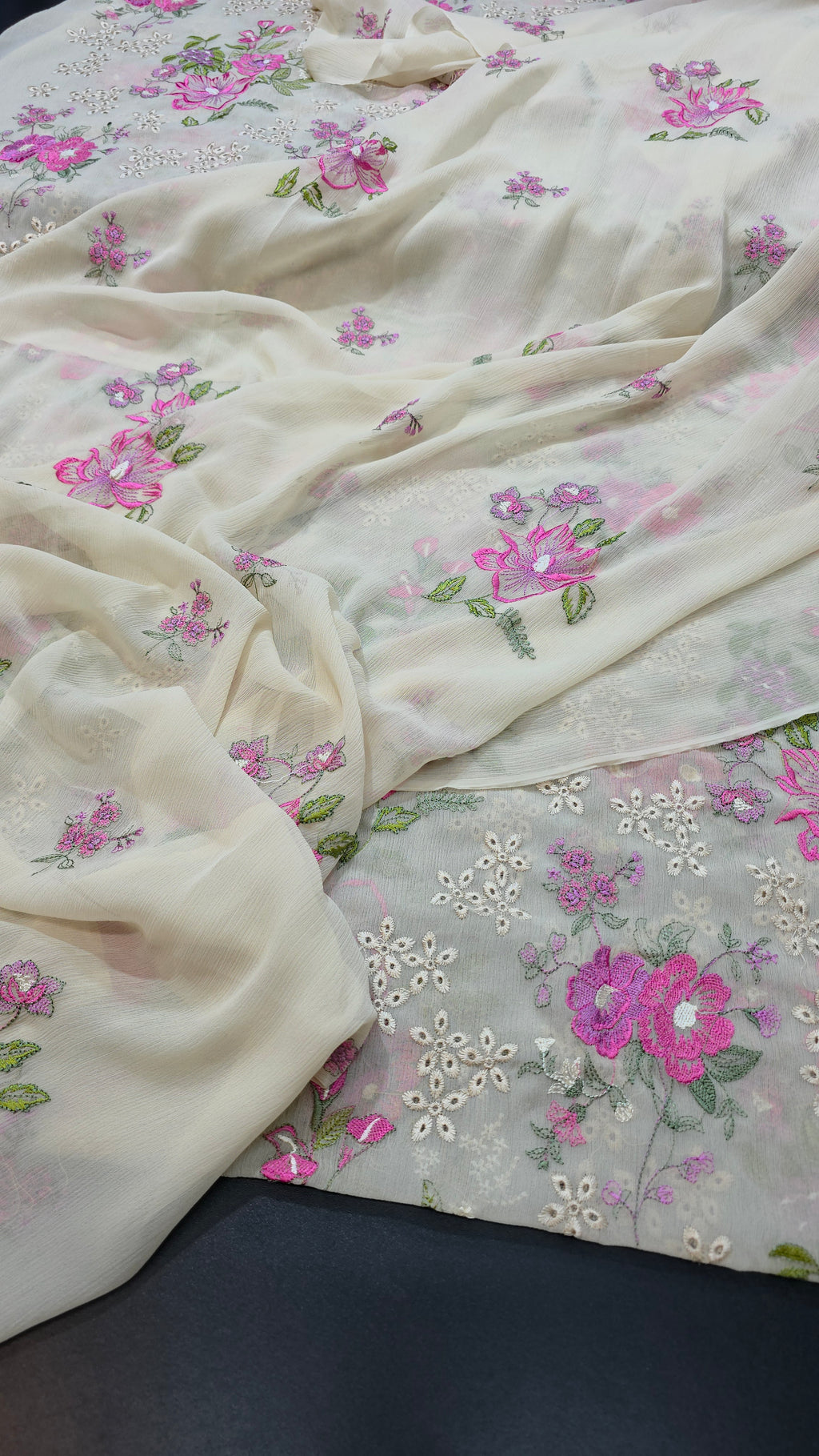 Chiffon allover embroidered shirt and duppatta
