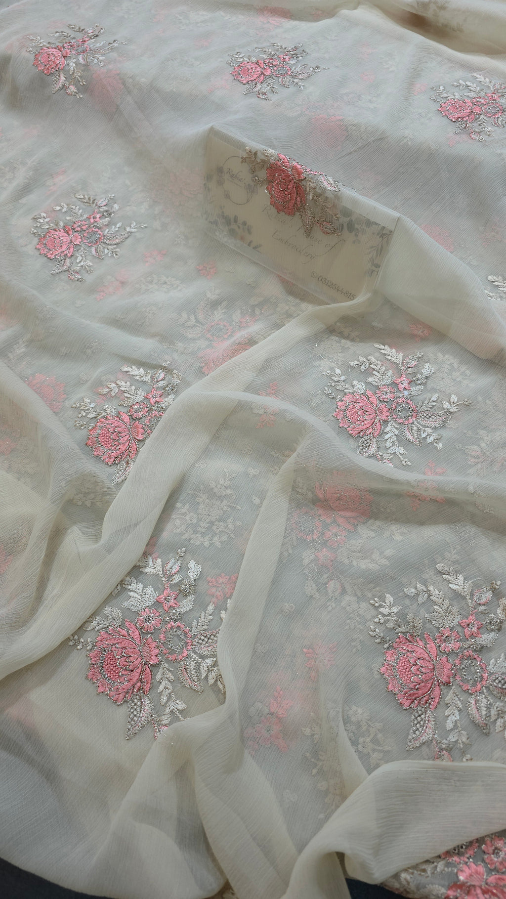 Chiffon allover embroidered shirt and duppatta