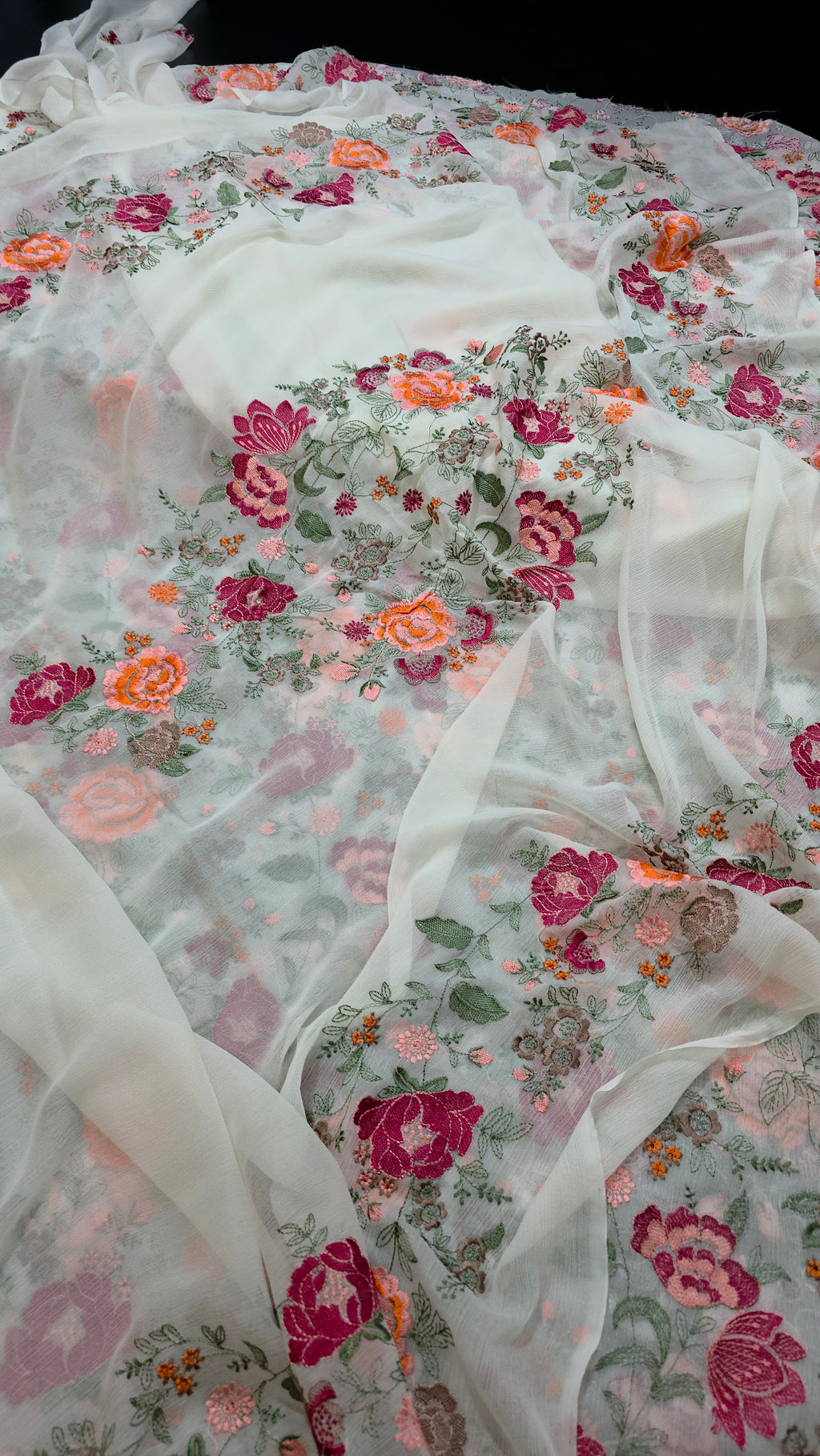 Chiffon allover embroidered shirt and duppatta