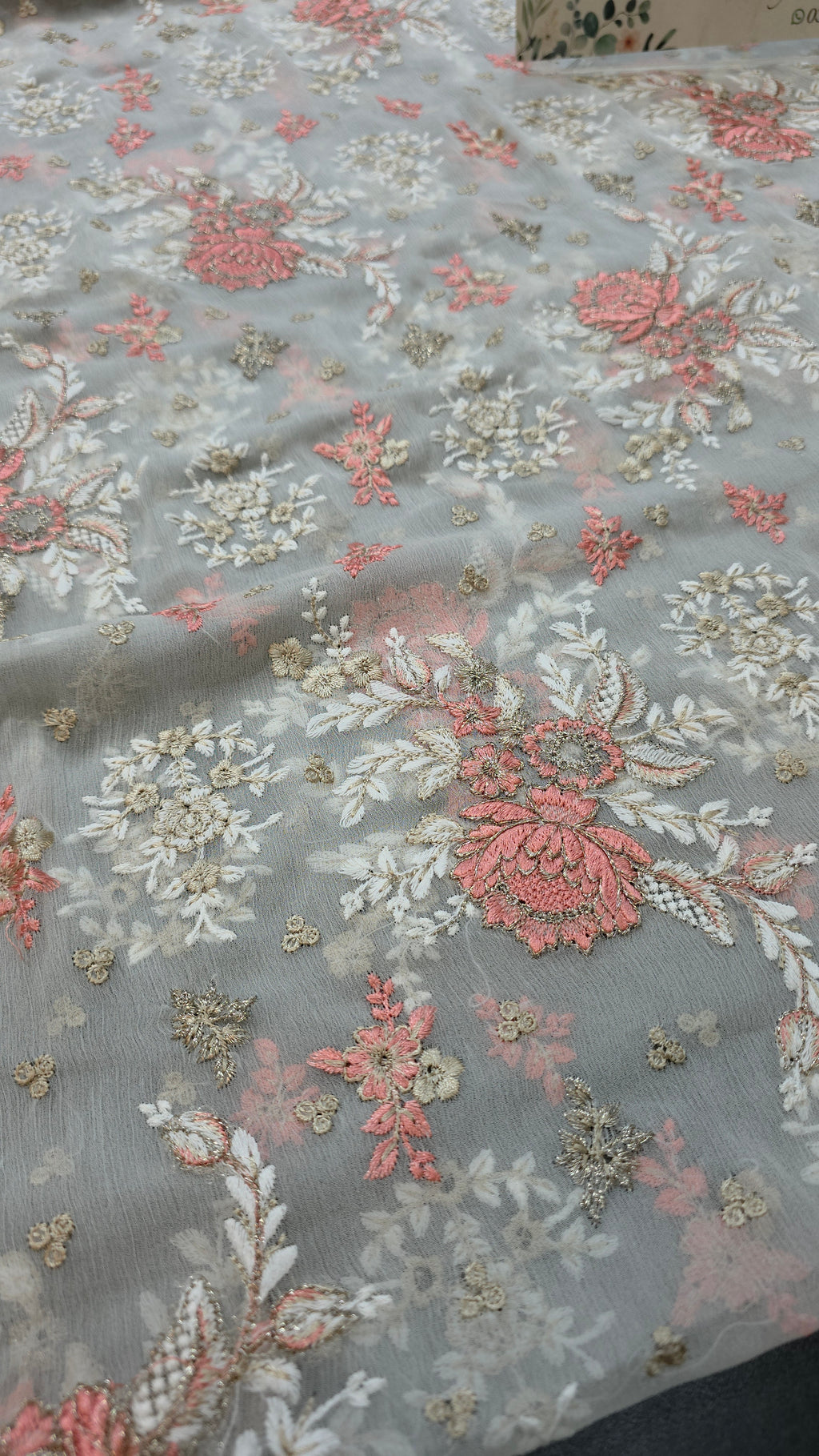 Chiffon allover embroidered shirt and duppatta