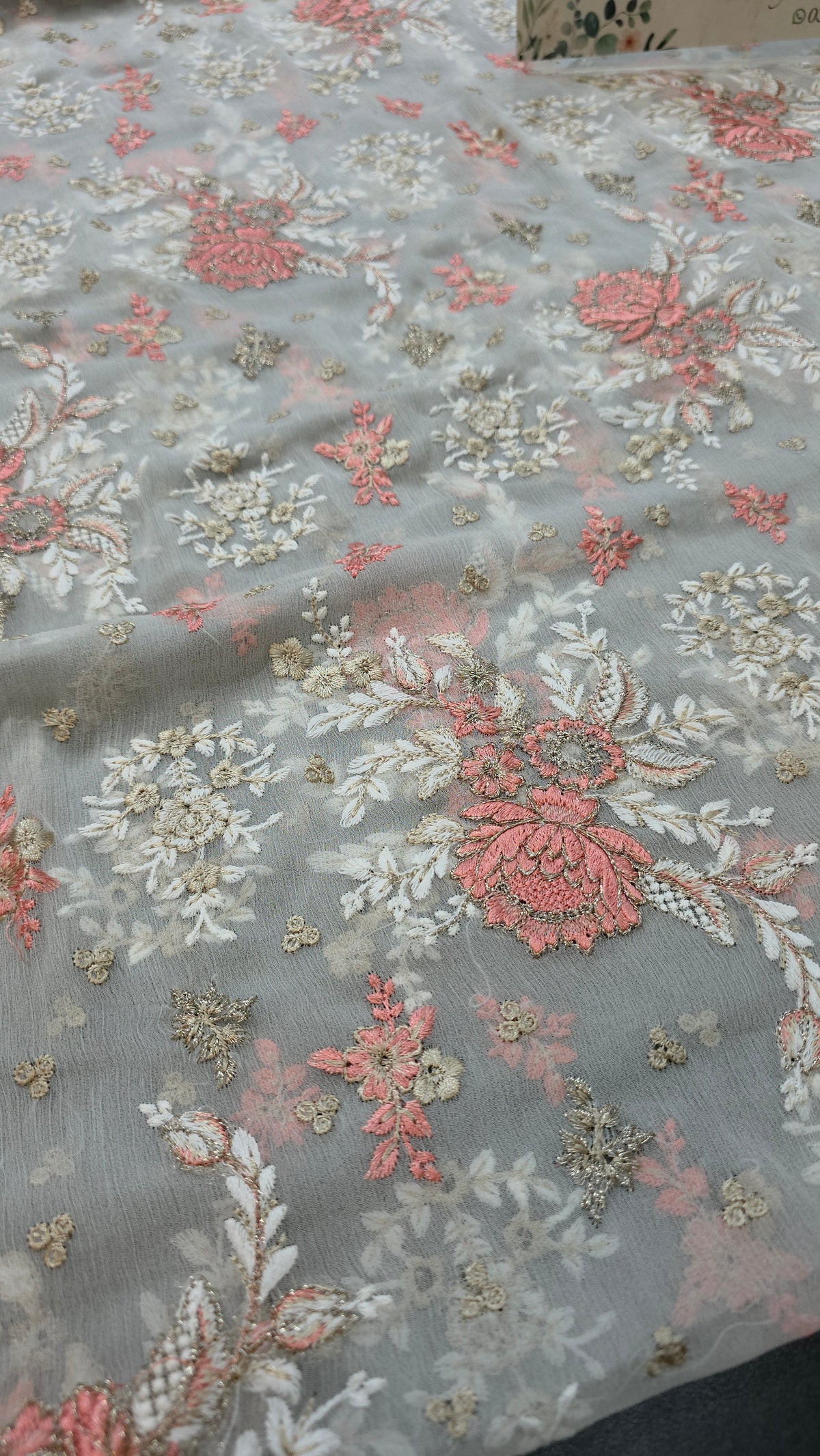 Chiffon allover embroidered shirt and duppatta