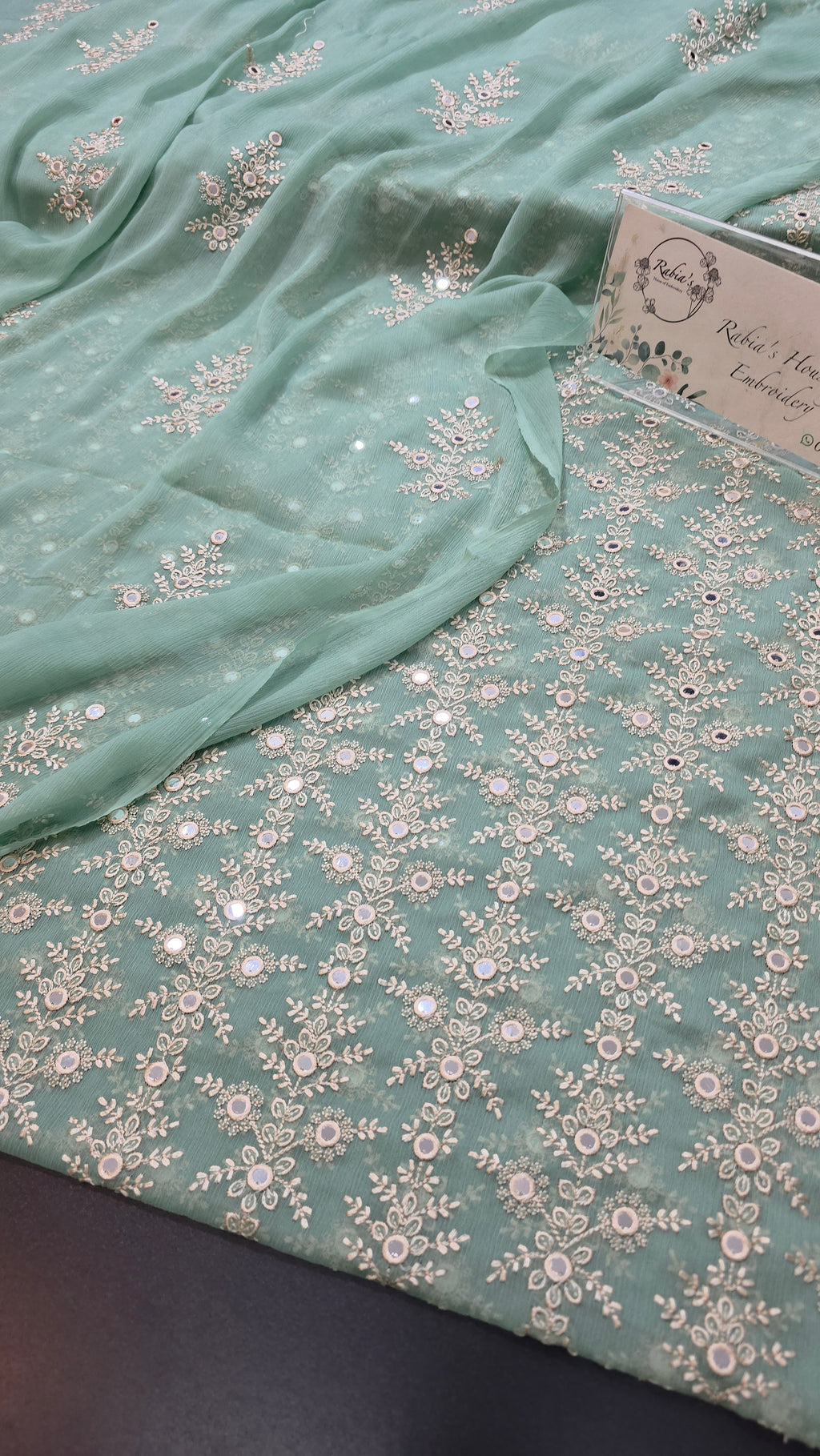 Chiffon allover embroidered shirt and duppatta