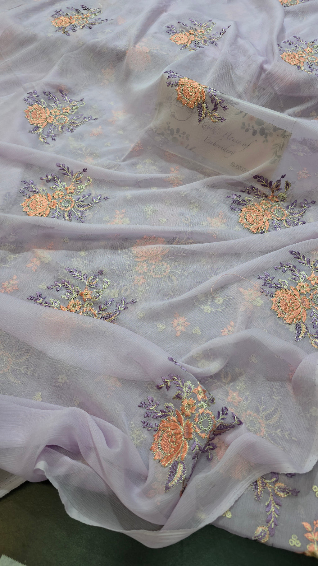 Chiffon allover embroidered shirt and duppatta