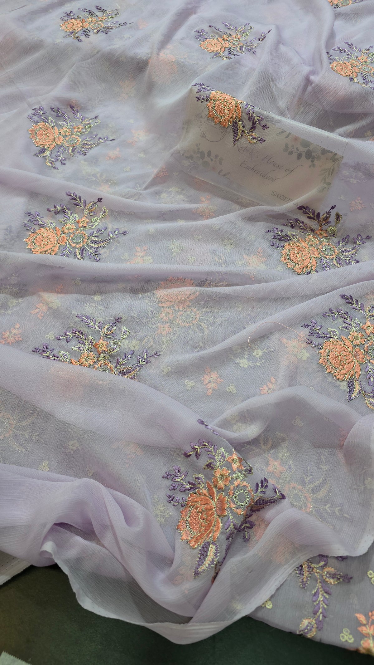 Chiffon allover embroidered shirt and duppatta