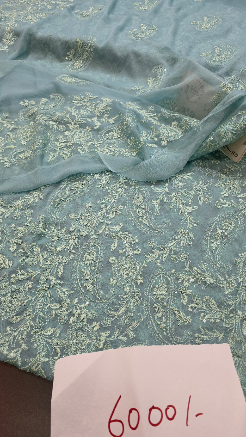 Chiffon allover embroidered shirt and duppatta