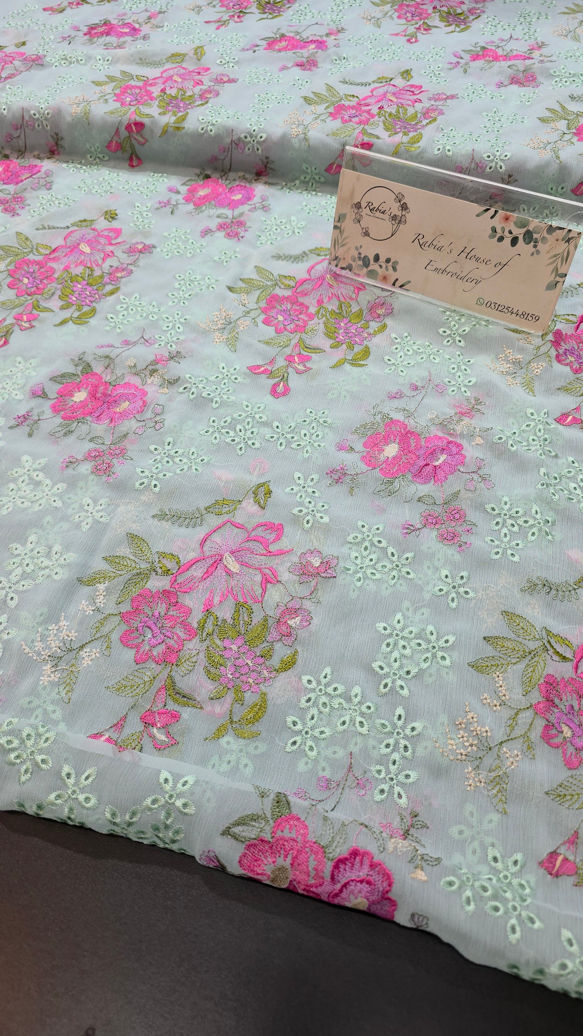 Chiffon allover embroidered shirt and duppatta