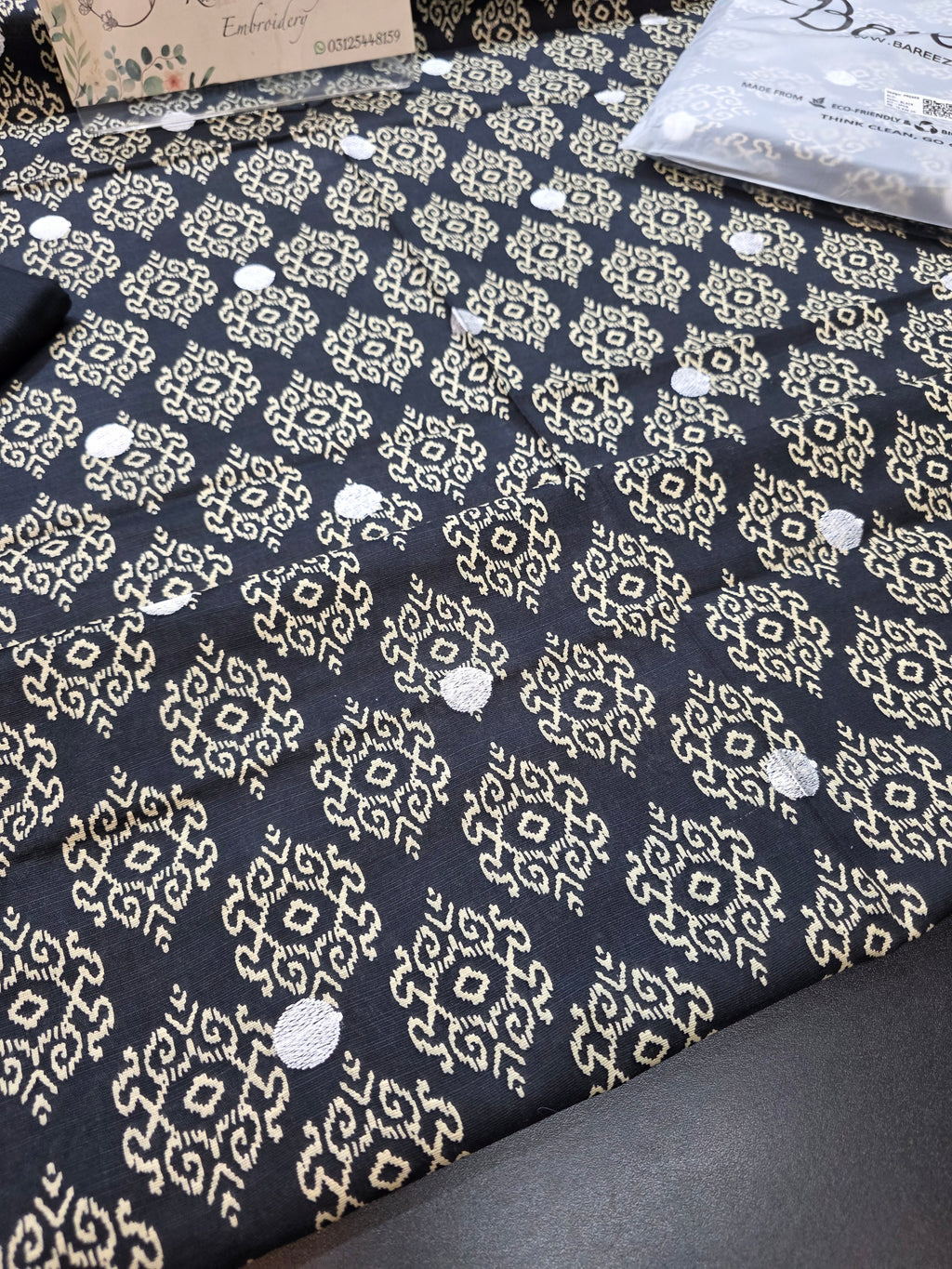 Bareeze printed plus embroidered khadder