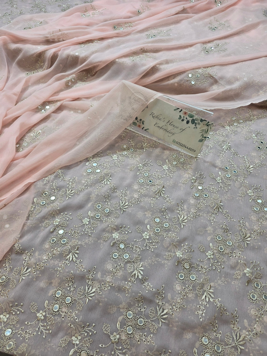 Chiffon allover embroidered shirt and duppatta
