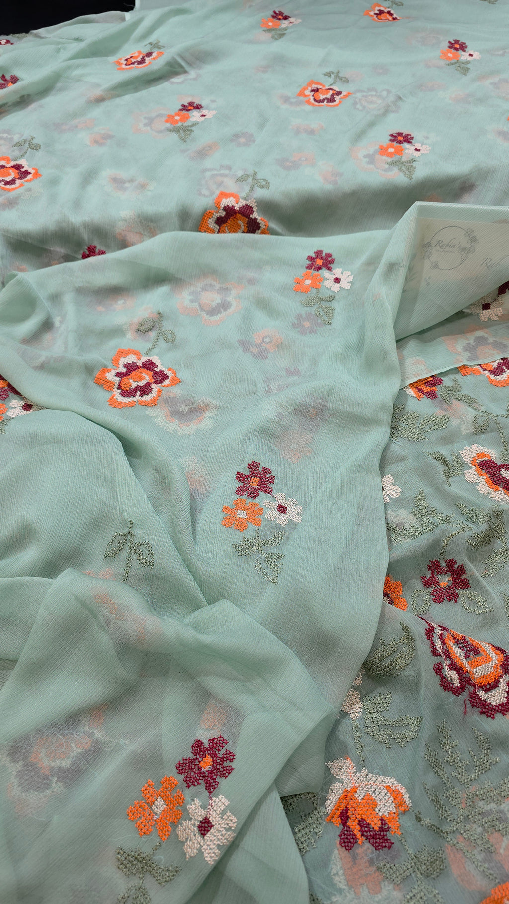 Chiffon allover embroidered shirt and duppatta