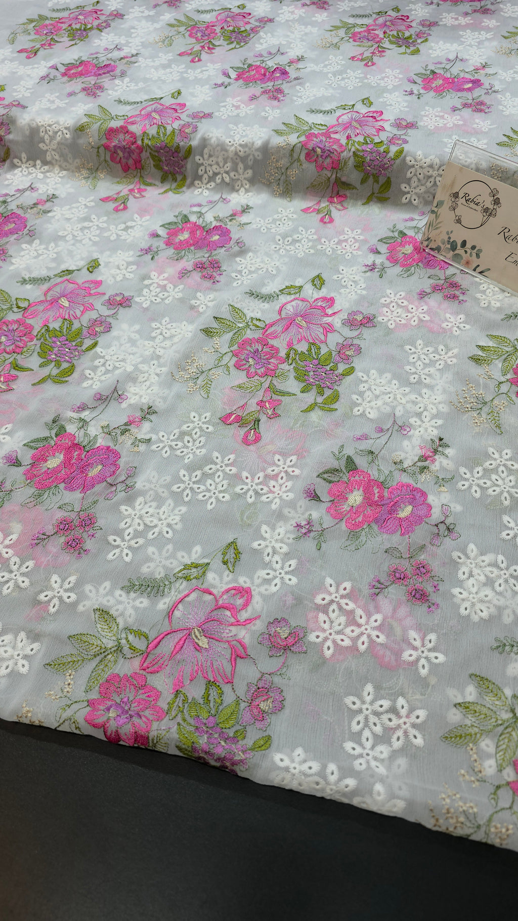 Chiffon allover embroidered shirt and duppatta