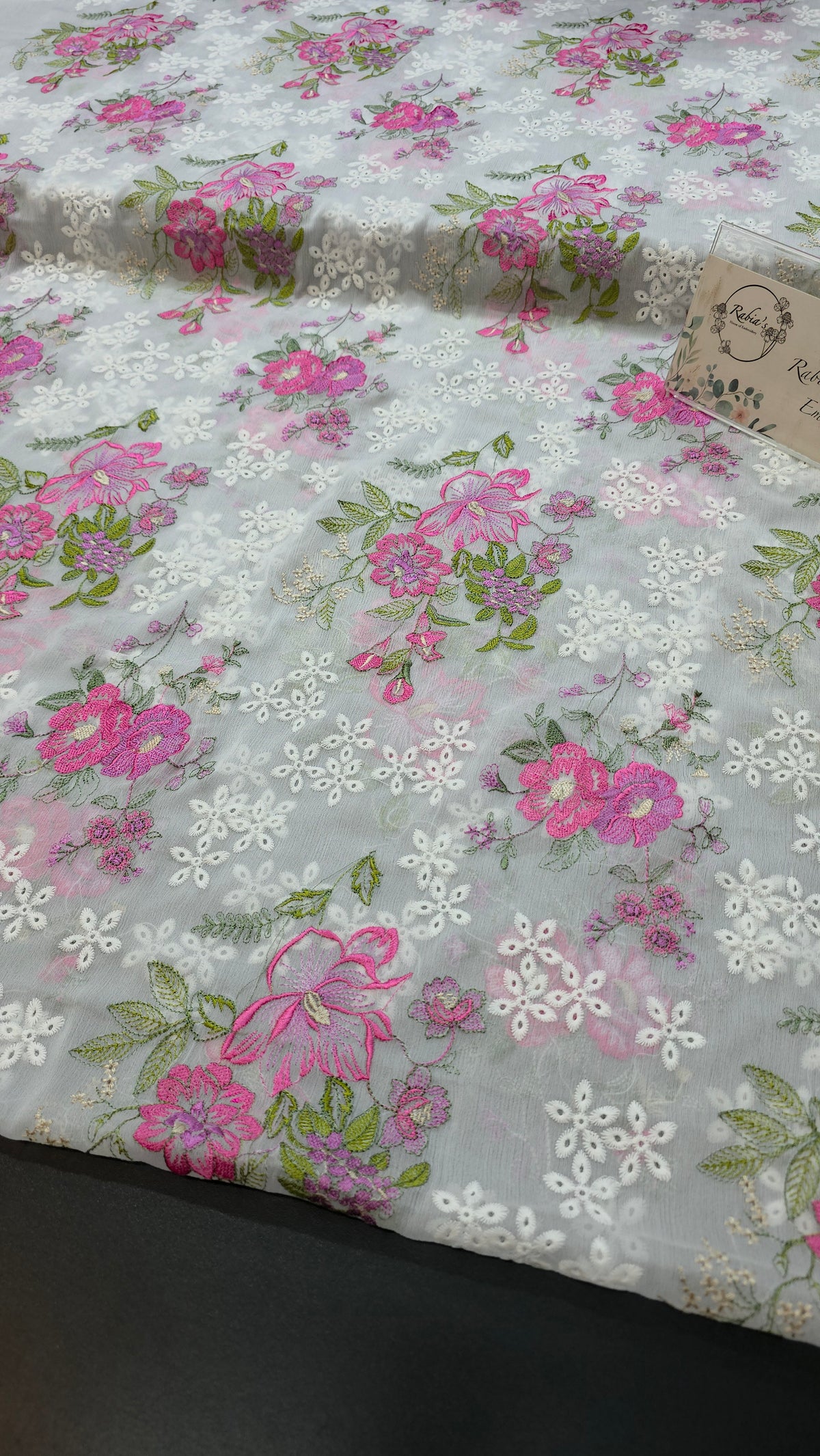 Chiffon allover embroidered shirt and duppatta