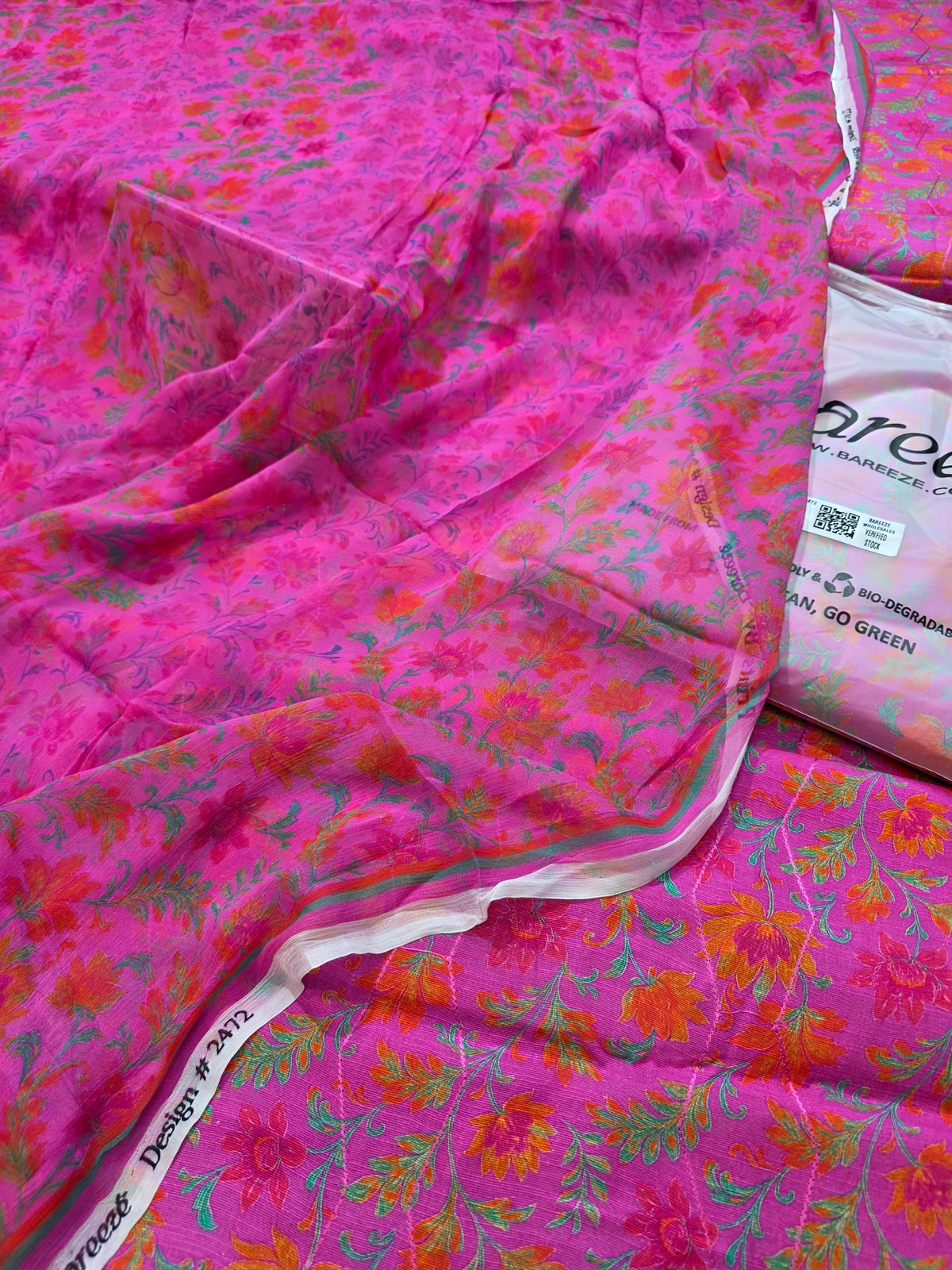 Bareeze printed plus embroidered khadder