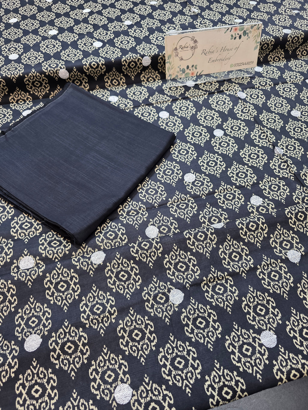Bareeze printed plus embroidered khadder