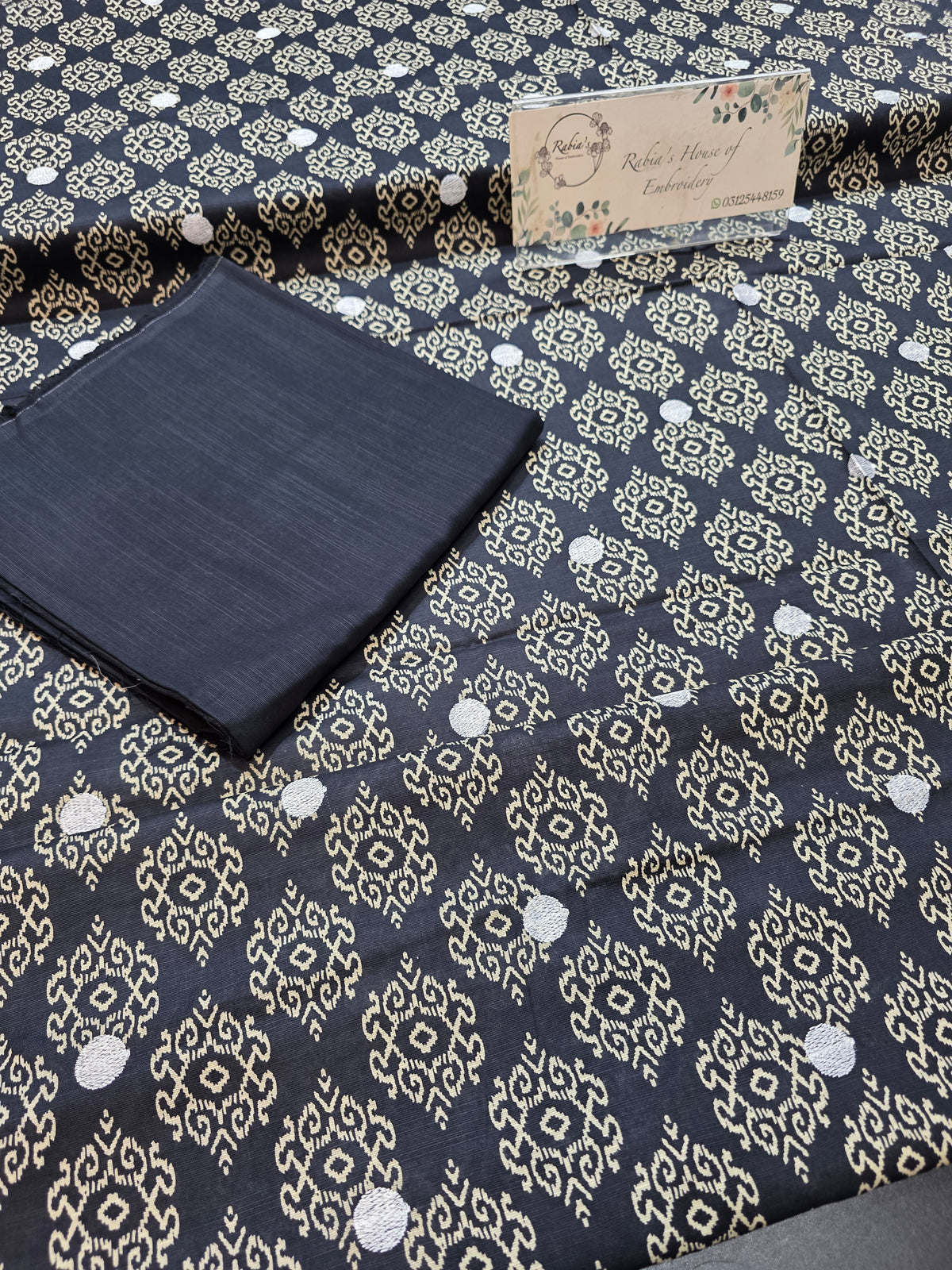 Bareeze printed plus embroidered khadder
