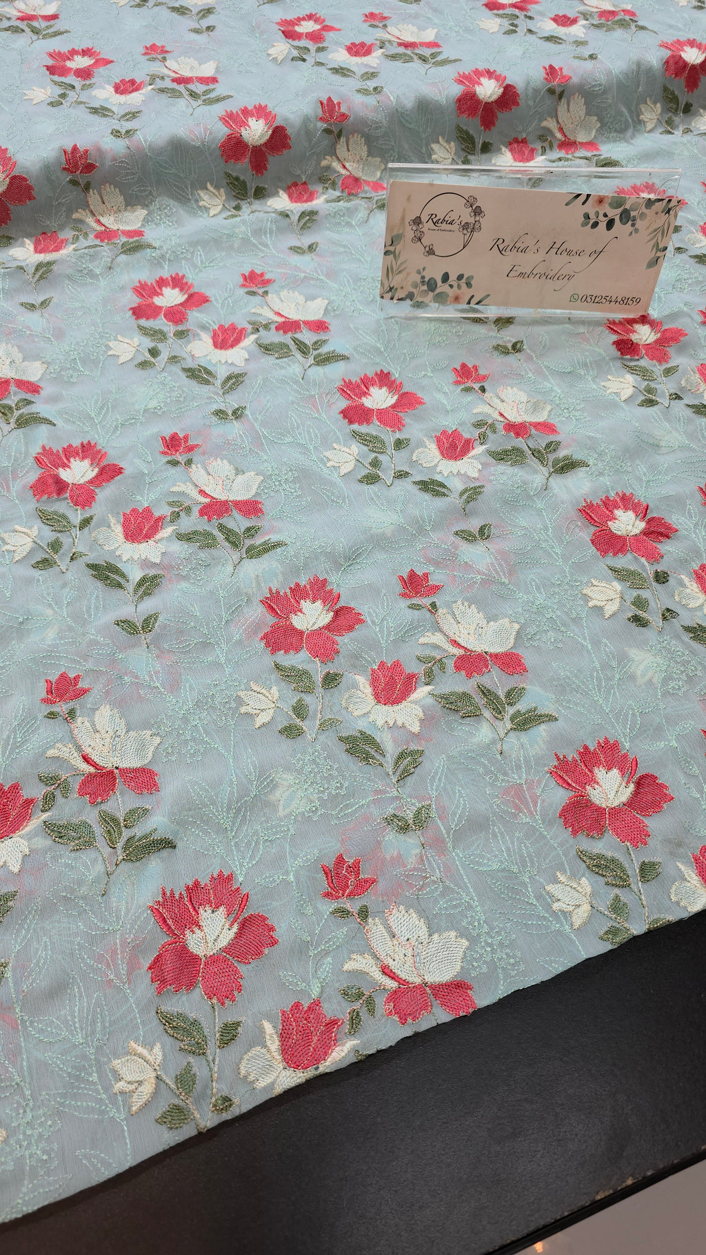 Chiffon allover embroidered shirt and duppatta