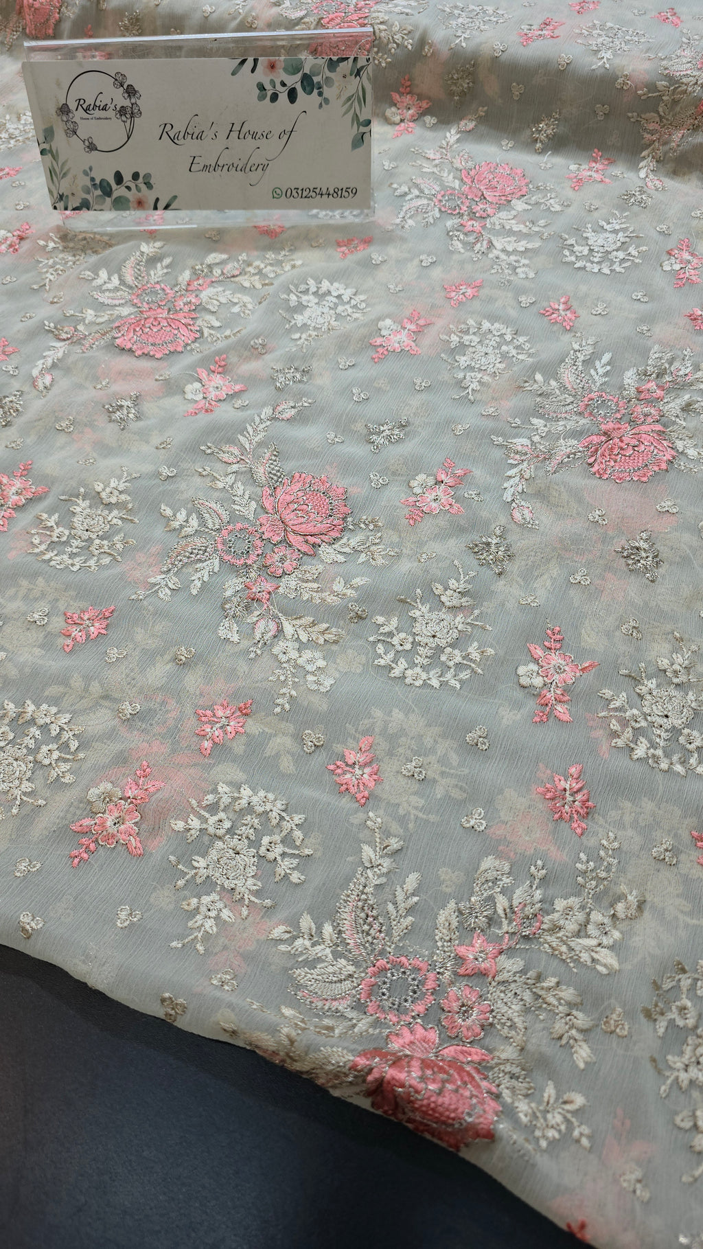 Chiffon allover embroidered shirt and duppatta