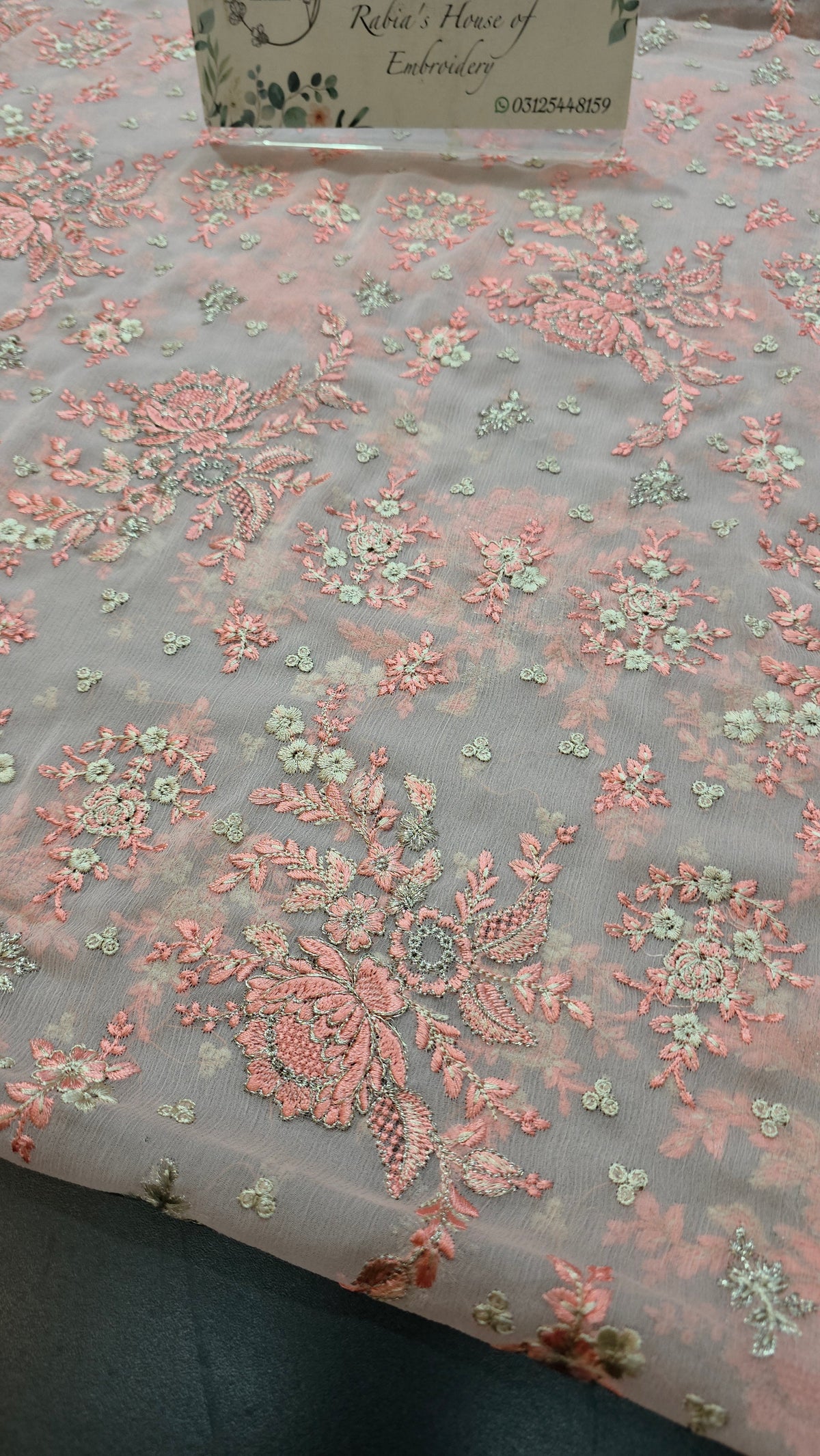 Chiffon allover embroidered shirt and duppatta
