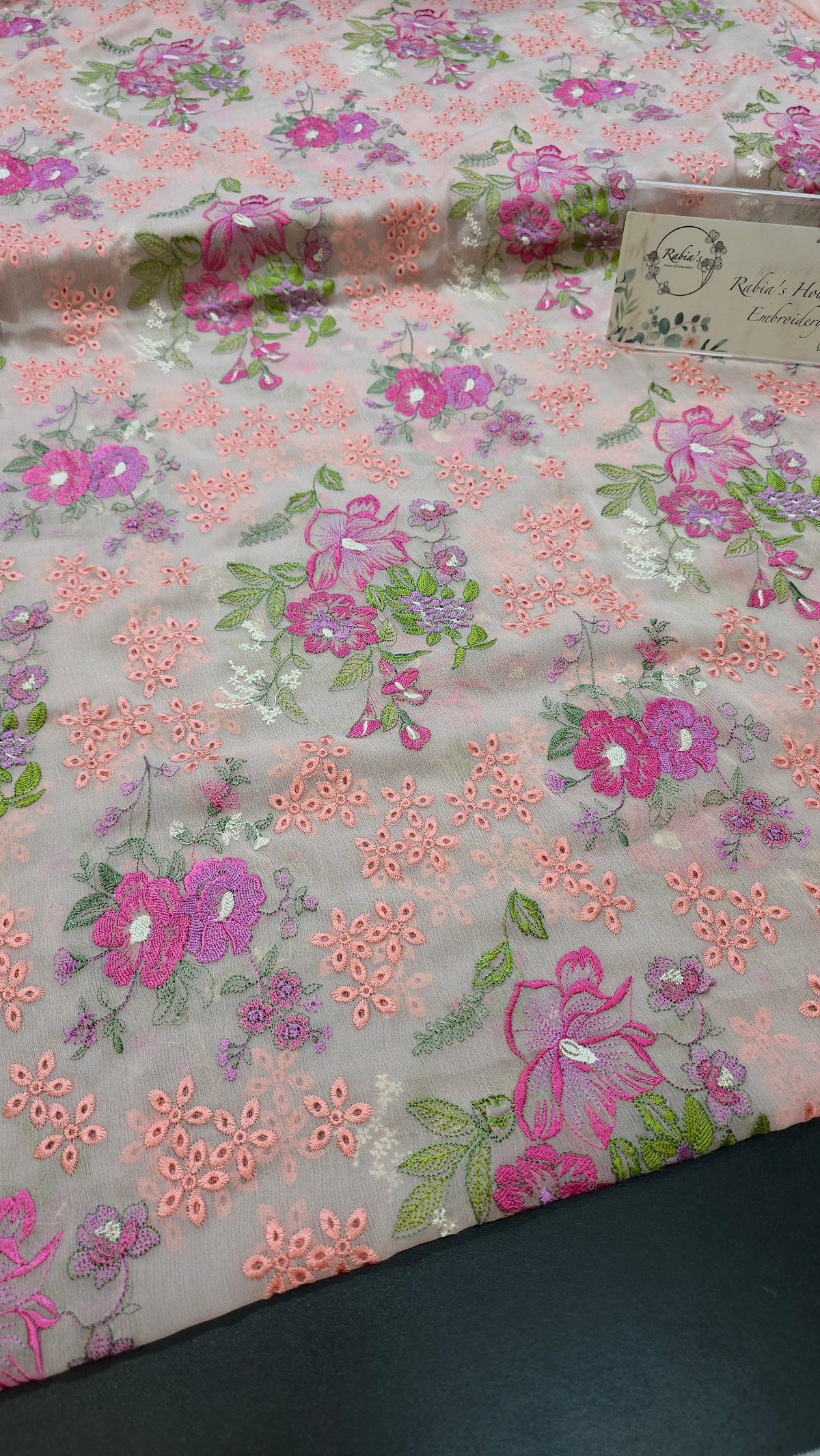 Chiffon allover embroidered shirt and duppatta