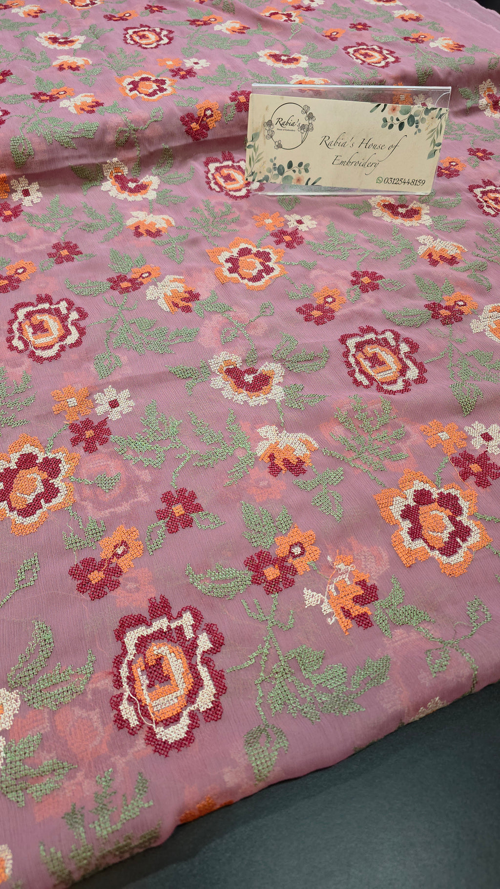 Chiffon allover embroidered shirt &  duppatta