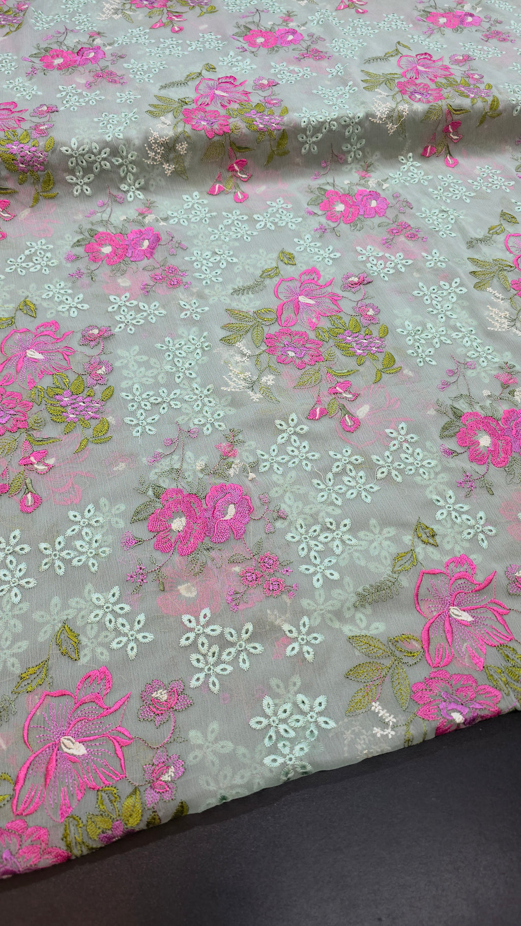 Chiffon allover embroidered shirt and duppatta