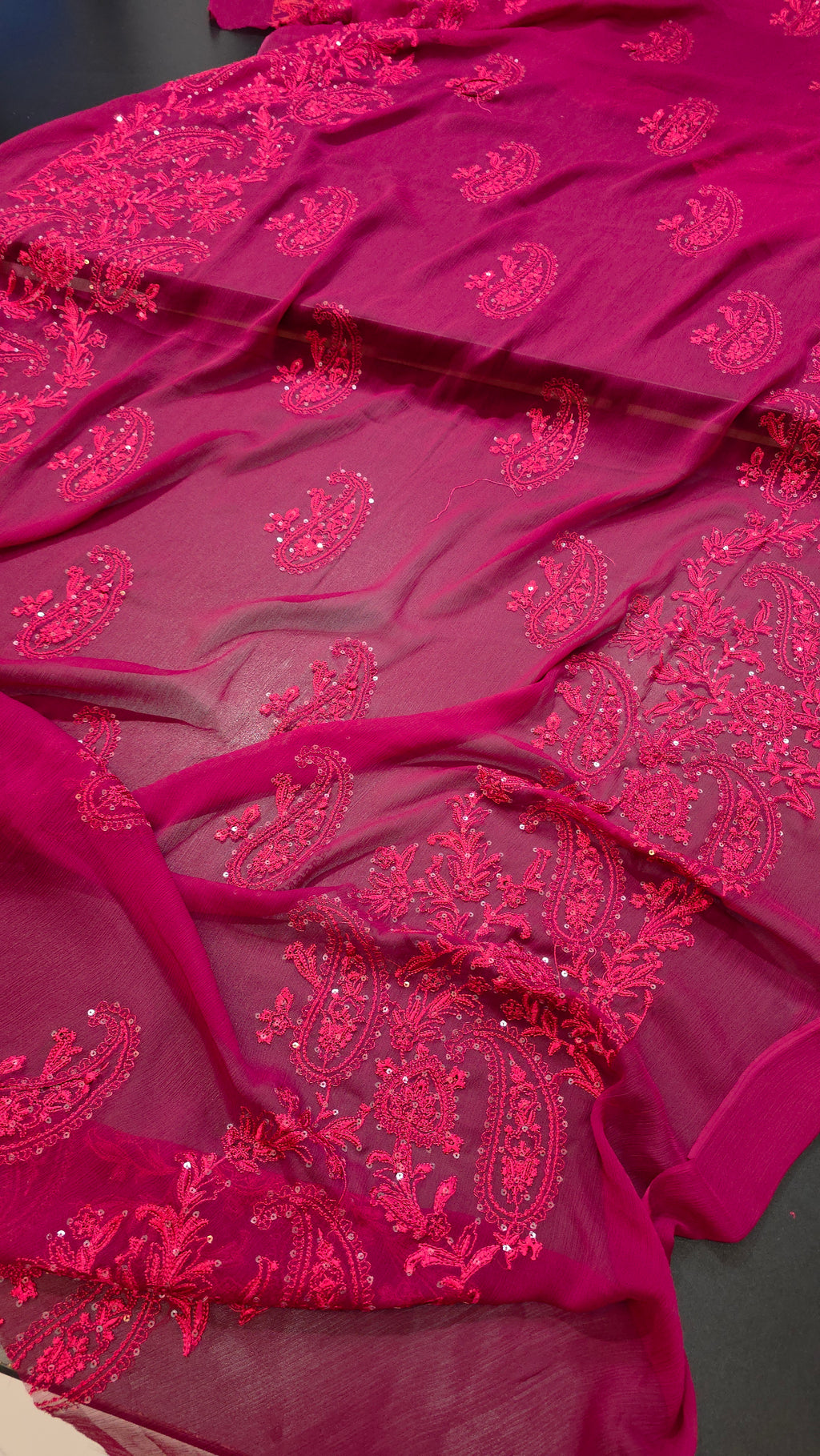 Chiffon allover embroidered shirt and duppatta