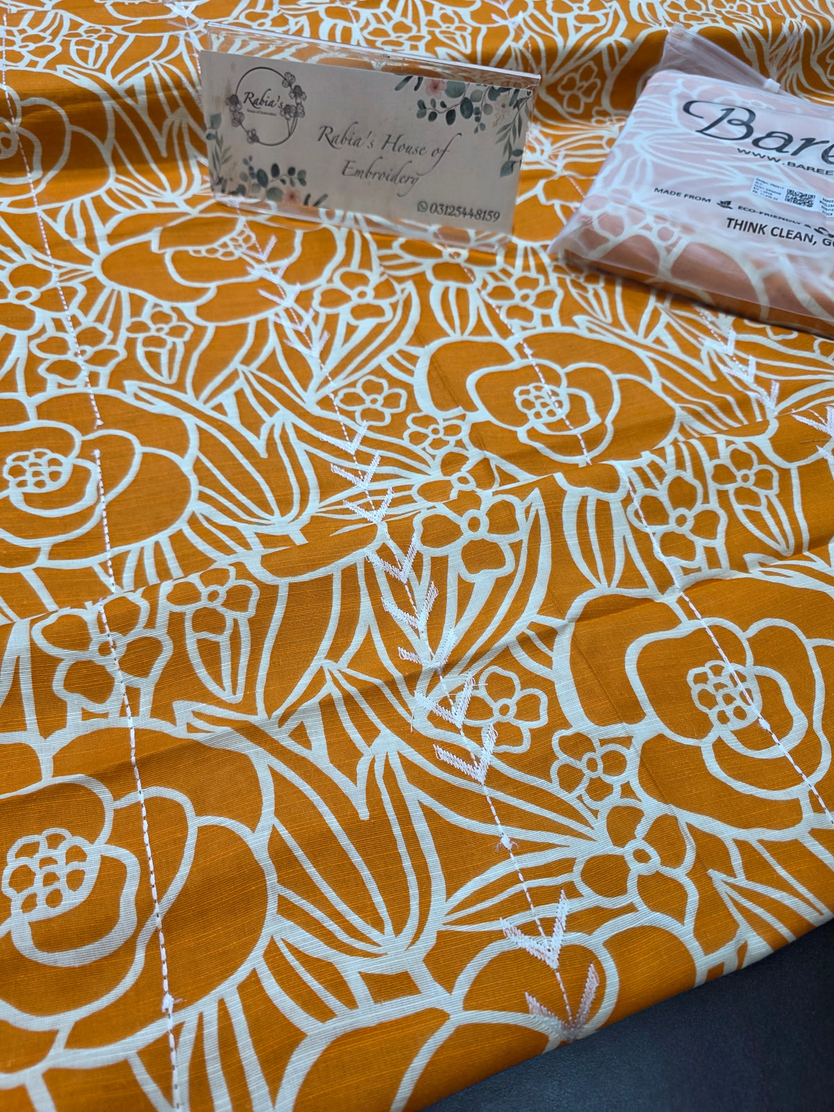 Bareeze printed plus embroidered khadder