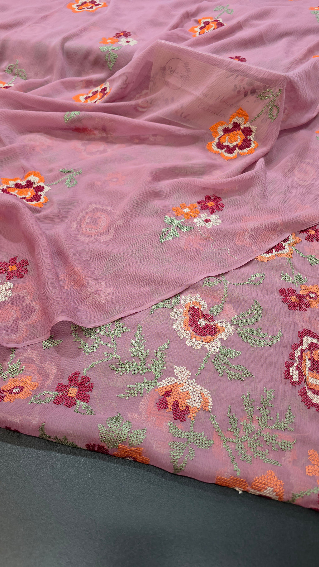Chiffon allover embroidered shirt &  duppatta