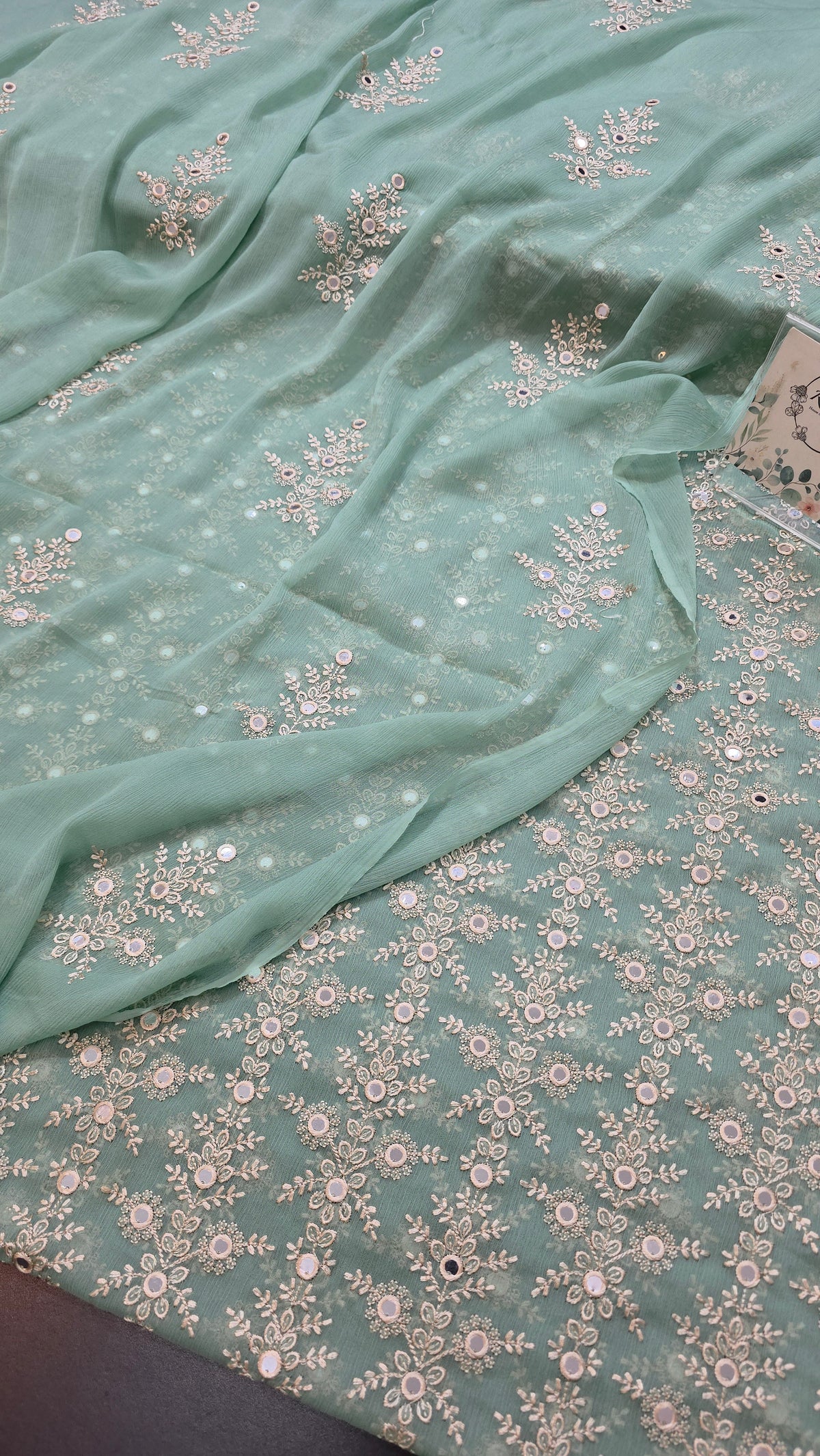 Chiffon allover embroidered shirt and duppatta