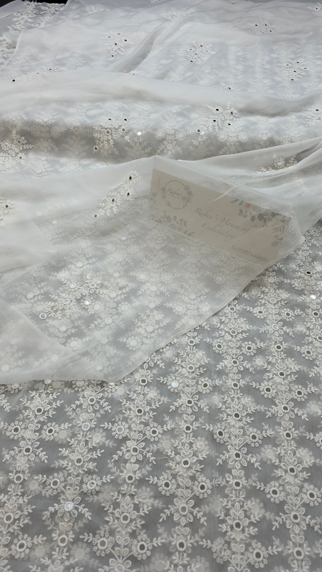 Chiffon allover embroidered shirt and duppatta
