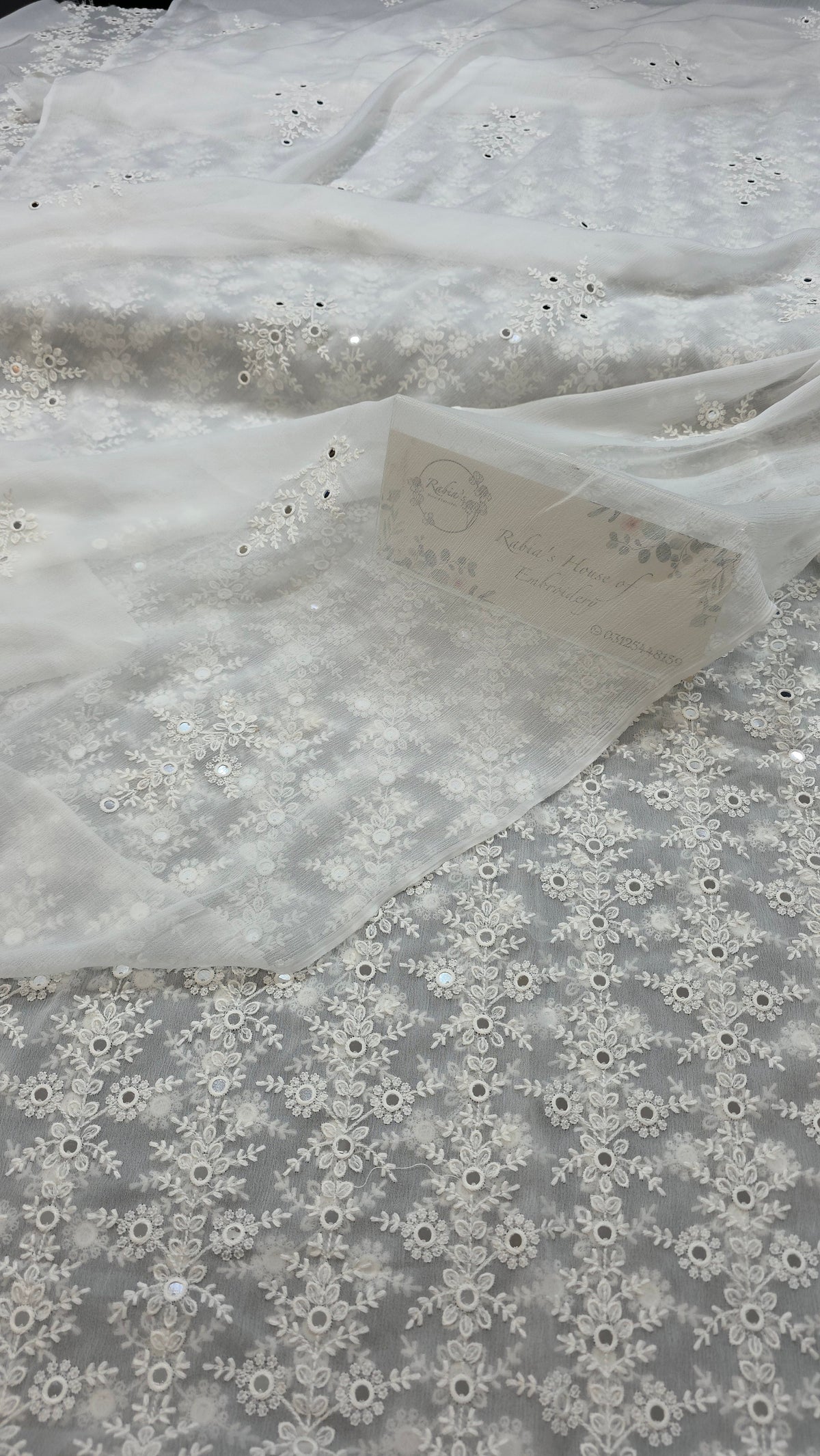 Chiffon allover embroidered shirt and duppatta
