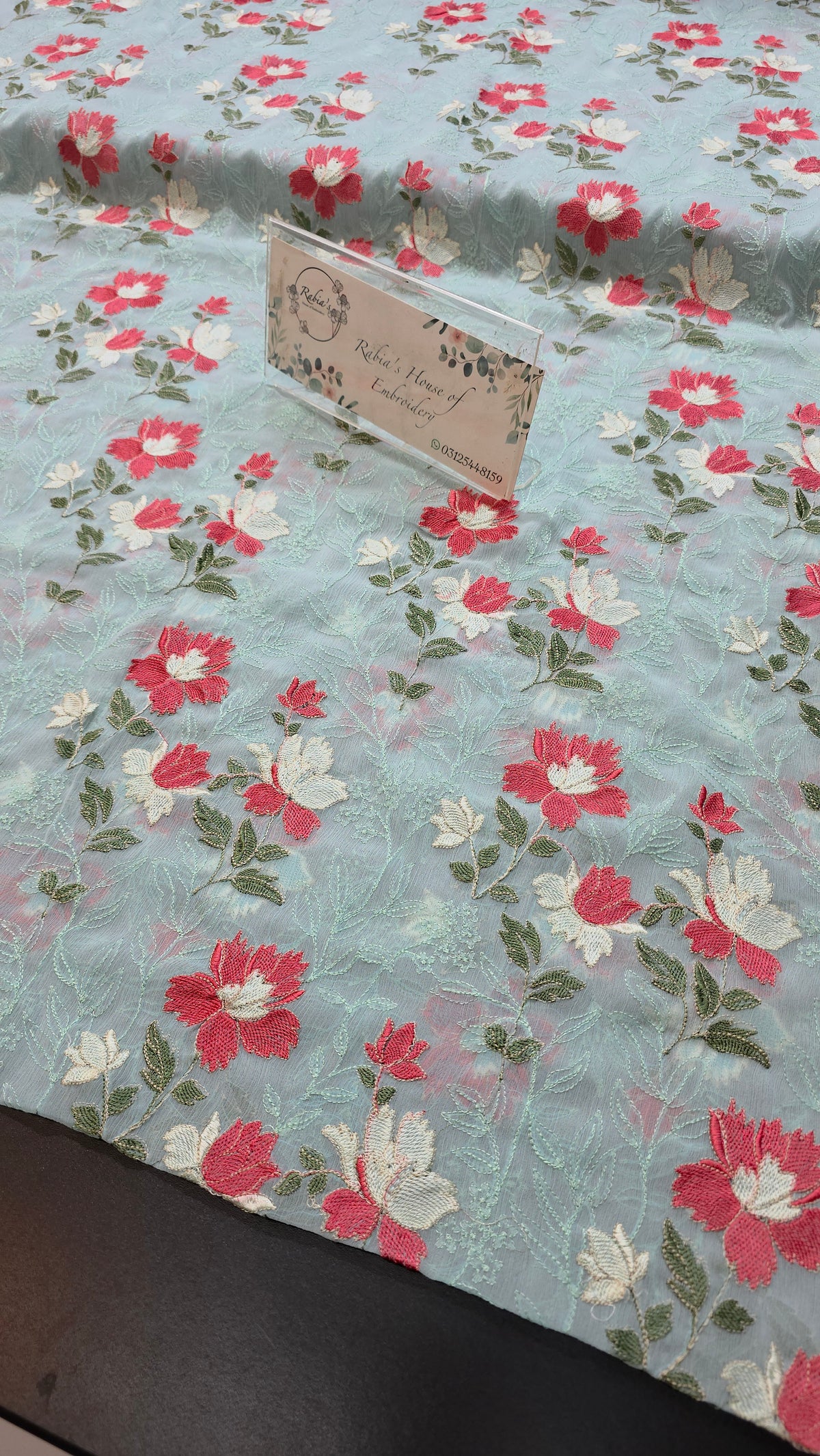 Chiffon allover embroidered shirt and duppatta