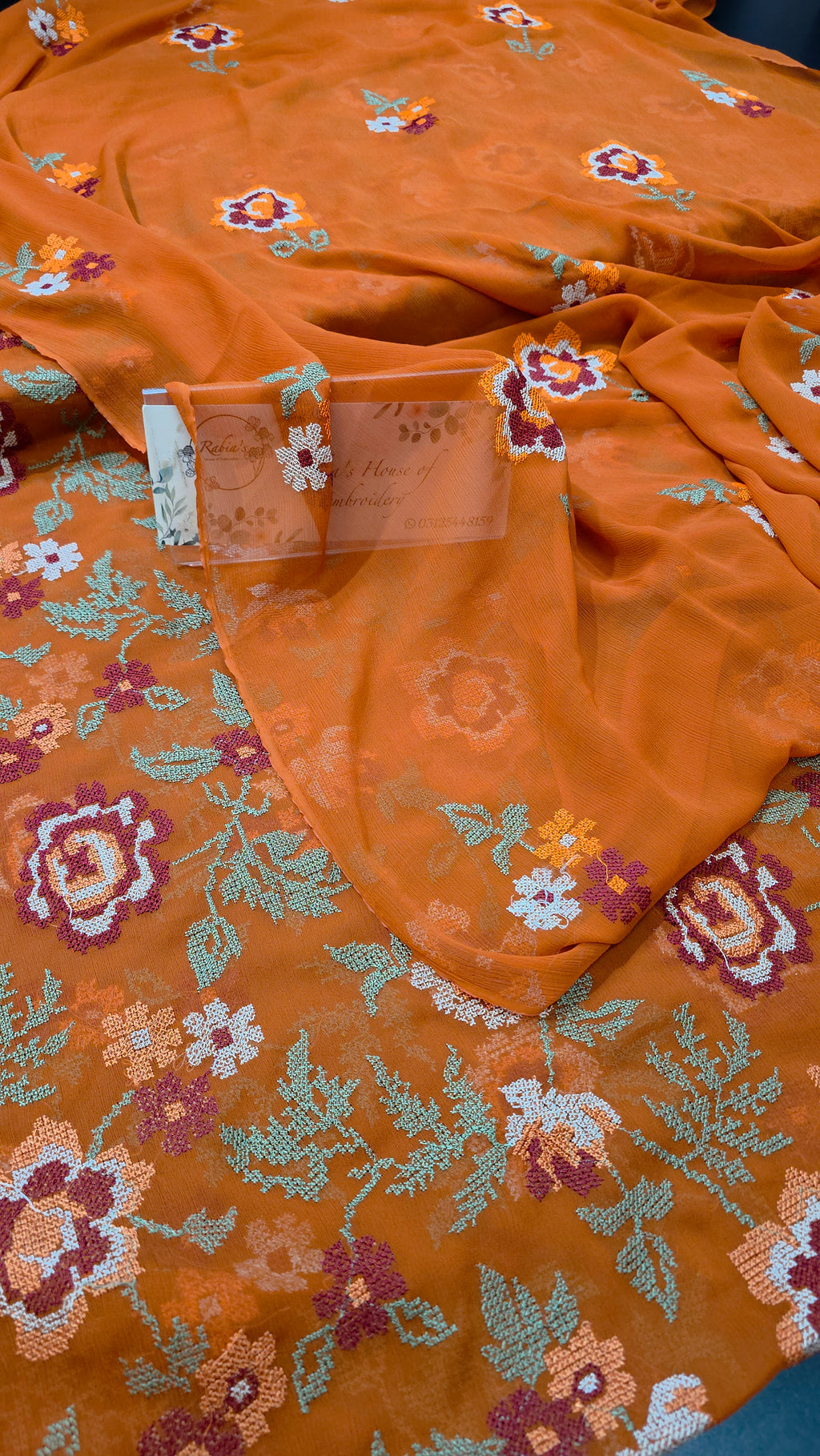 Chiffon allover embroidered shirt and duppatta