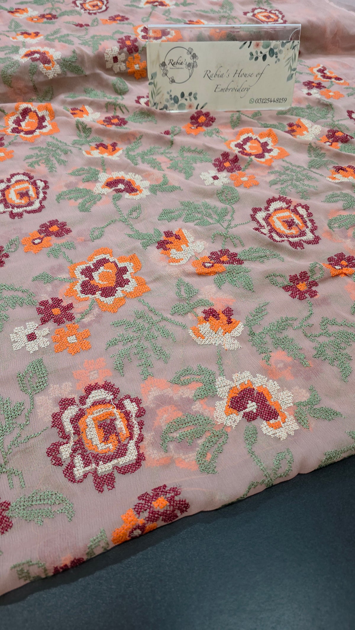 Chiffon allover embroidered shirt & duppatta