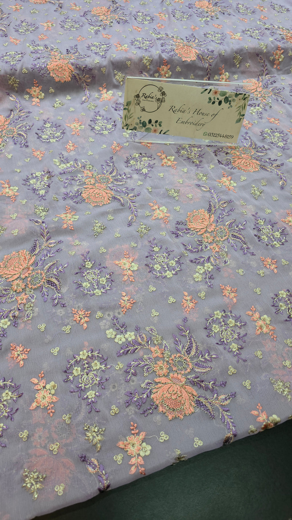 Chiffon allover embroidered shirt and duppatta