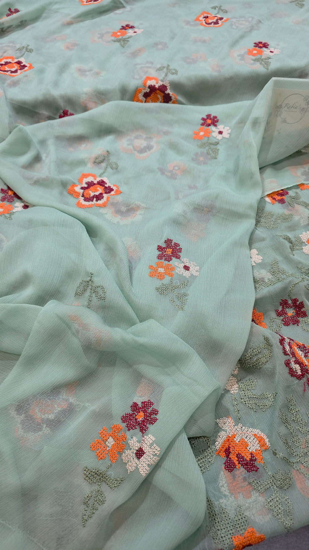 Chiffon allover embroidered shirt and duppatta