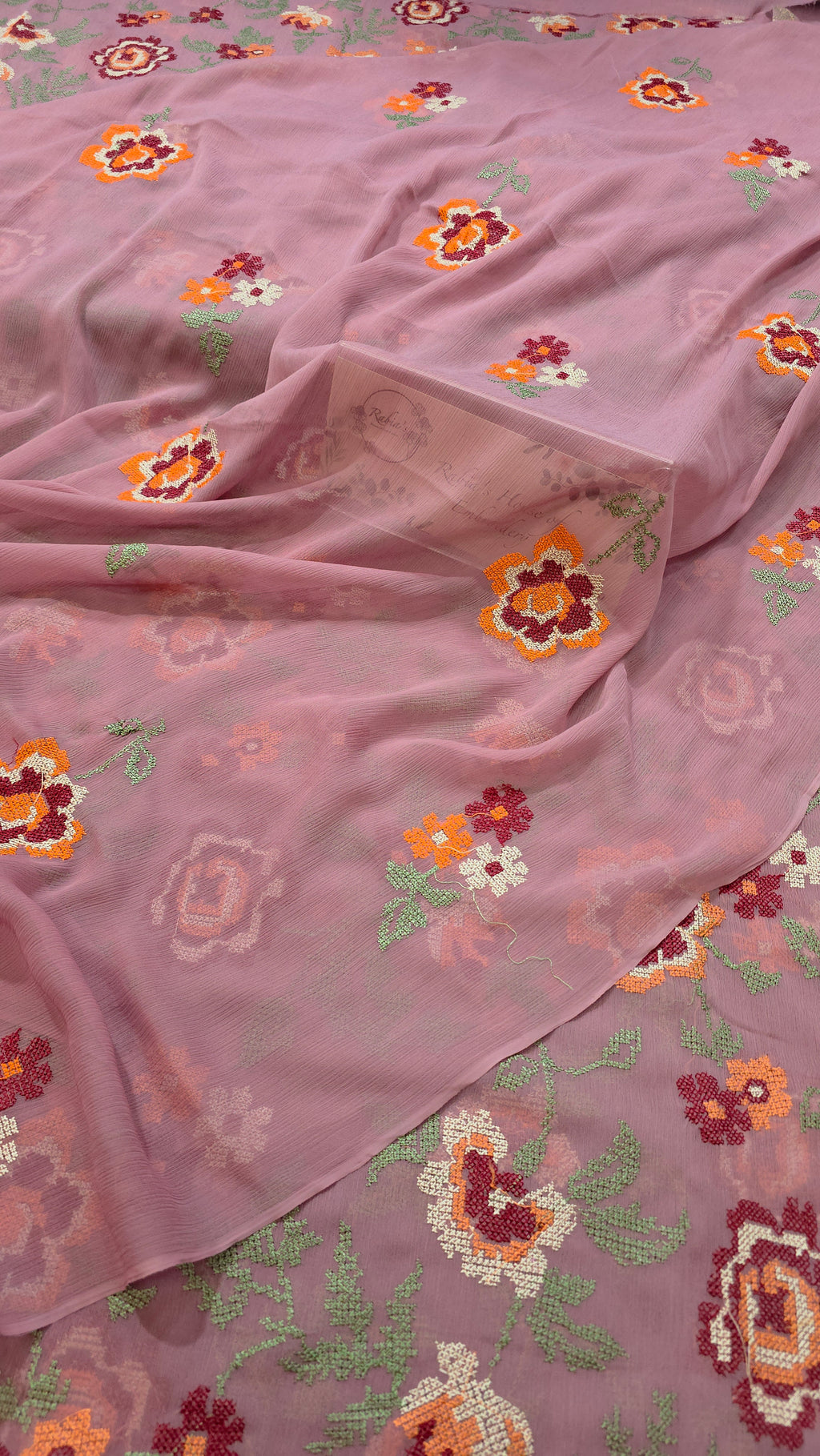 Chiffon allover embroidered shirt &  duppatta