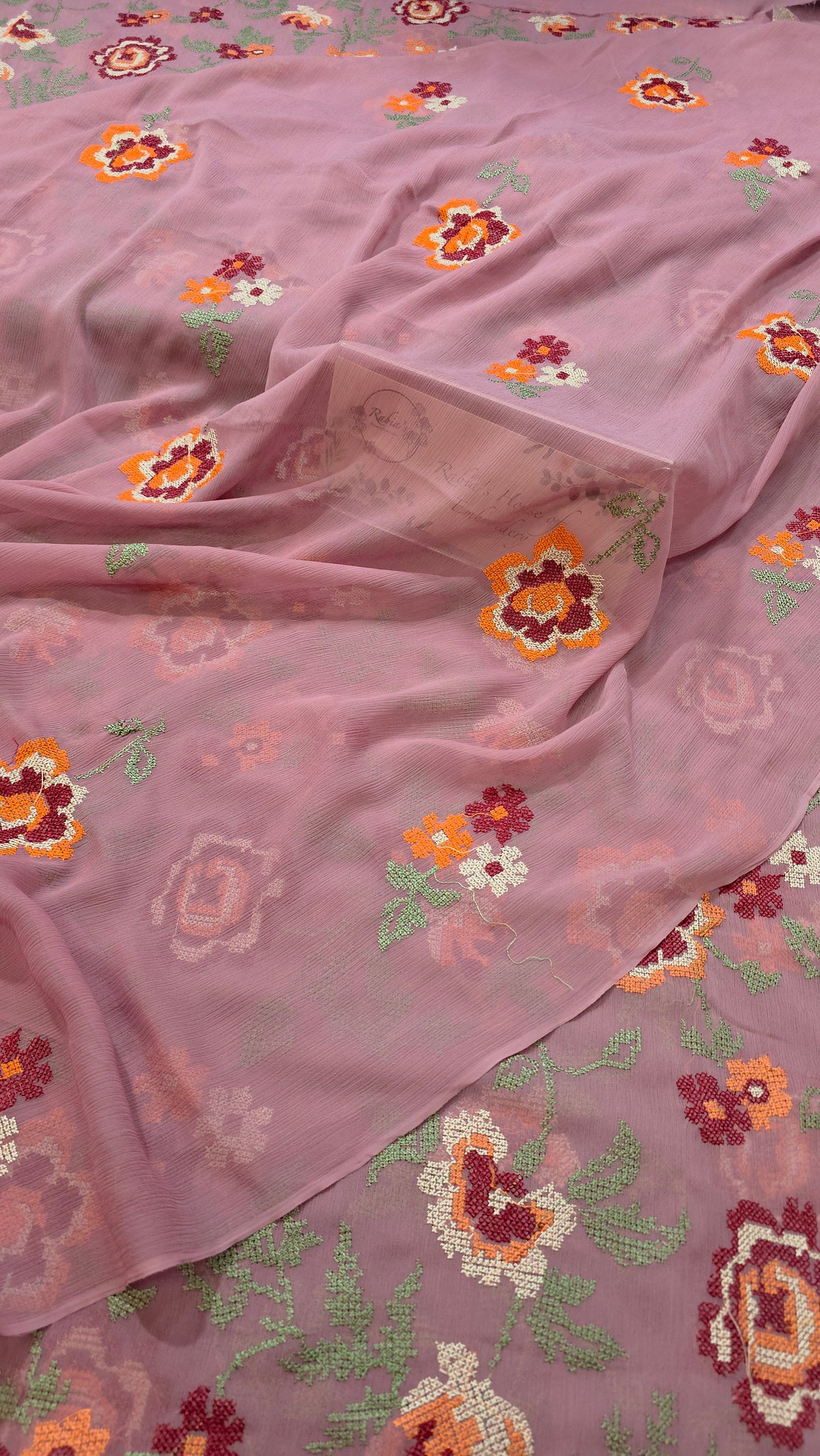Chiffon allover embroidered shirt &  duppatta