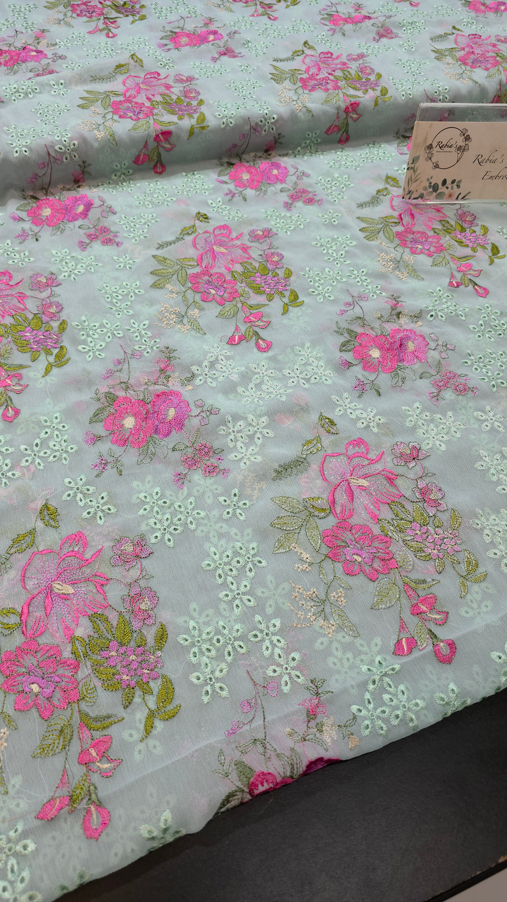 Chiffon allover embroidered shirt and duppatta